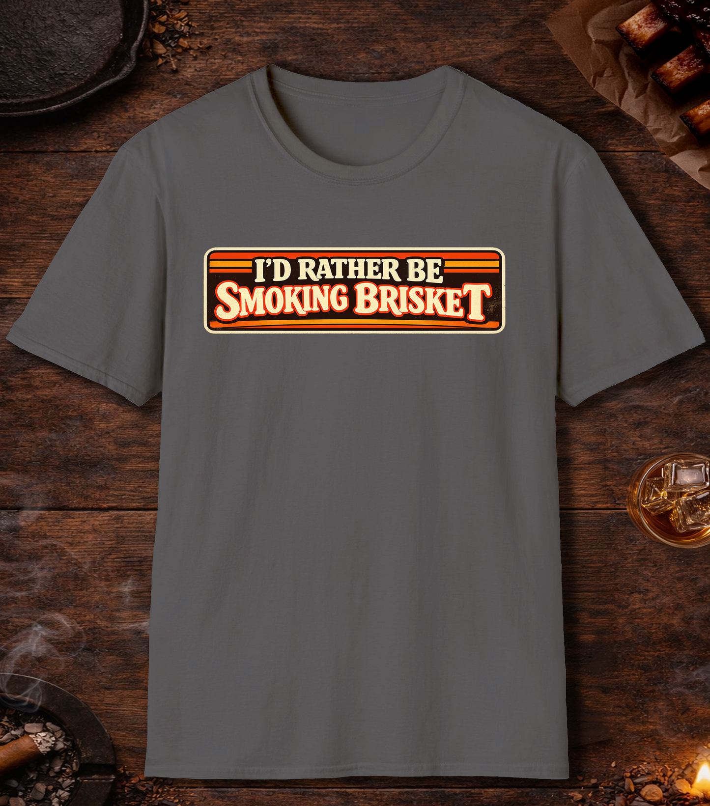 Rather Be Smoking Brisket T-Shirt - Charcoal