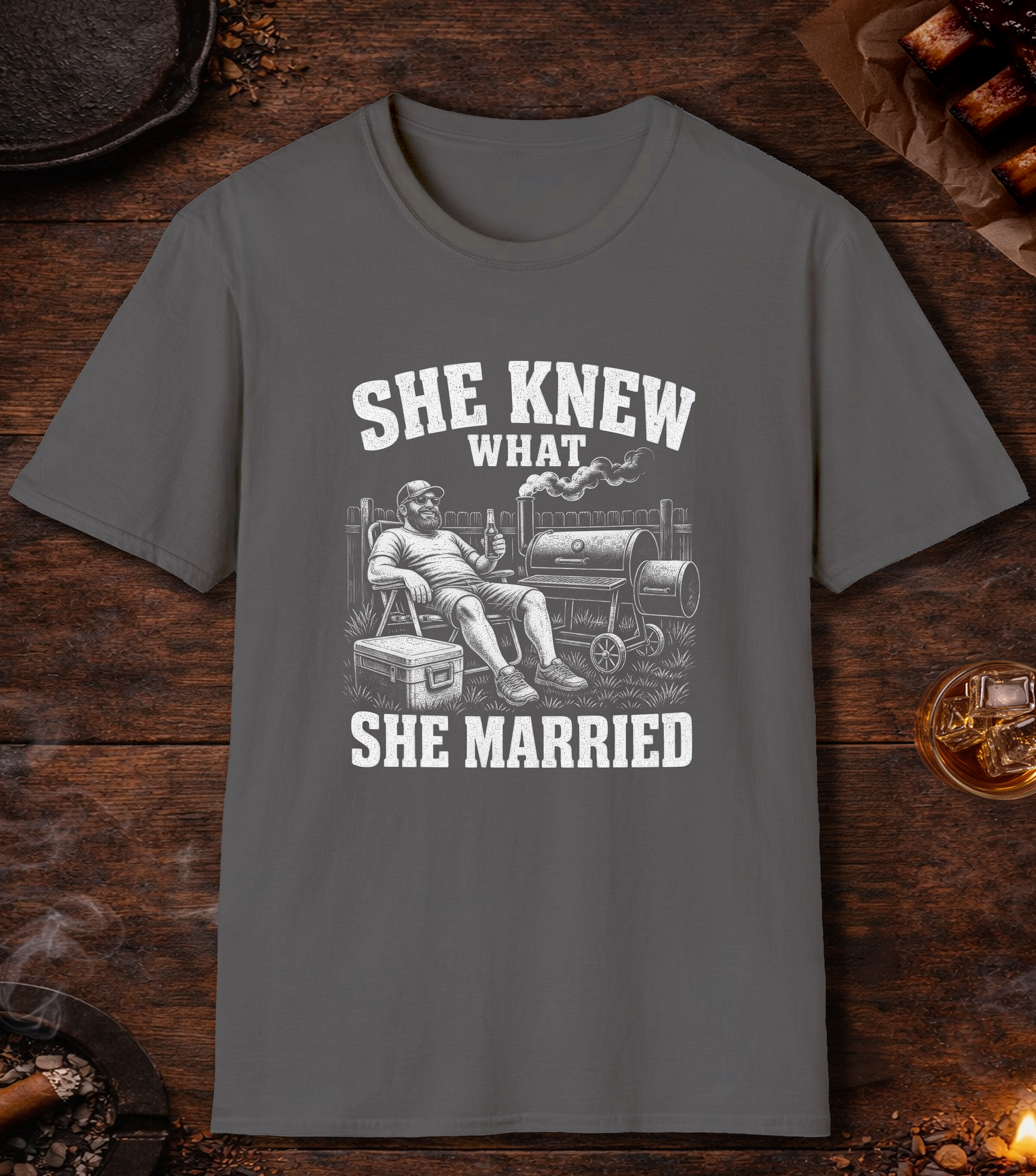 She Knew What She Married T-Shirt - Charcoal