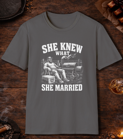 She Knew What She Married T-Shirt - Charcoal