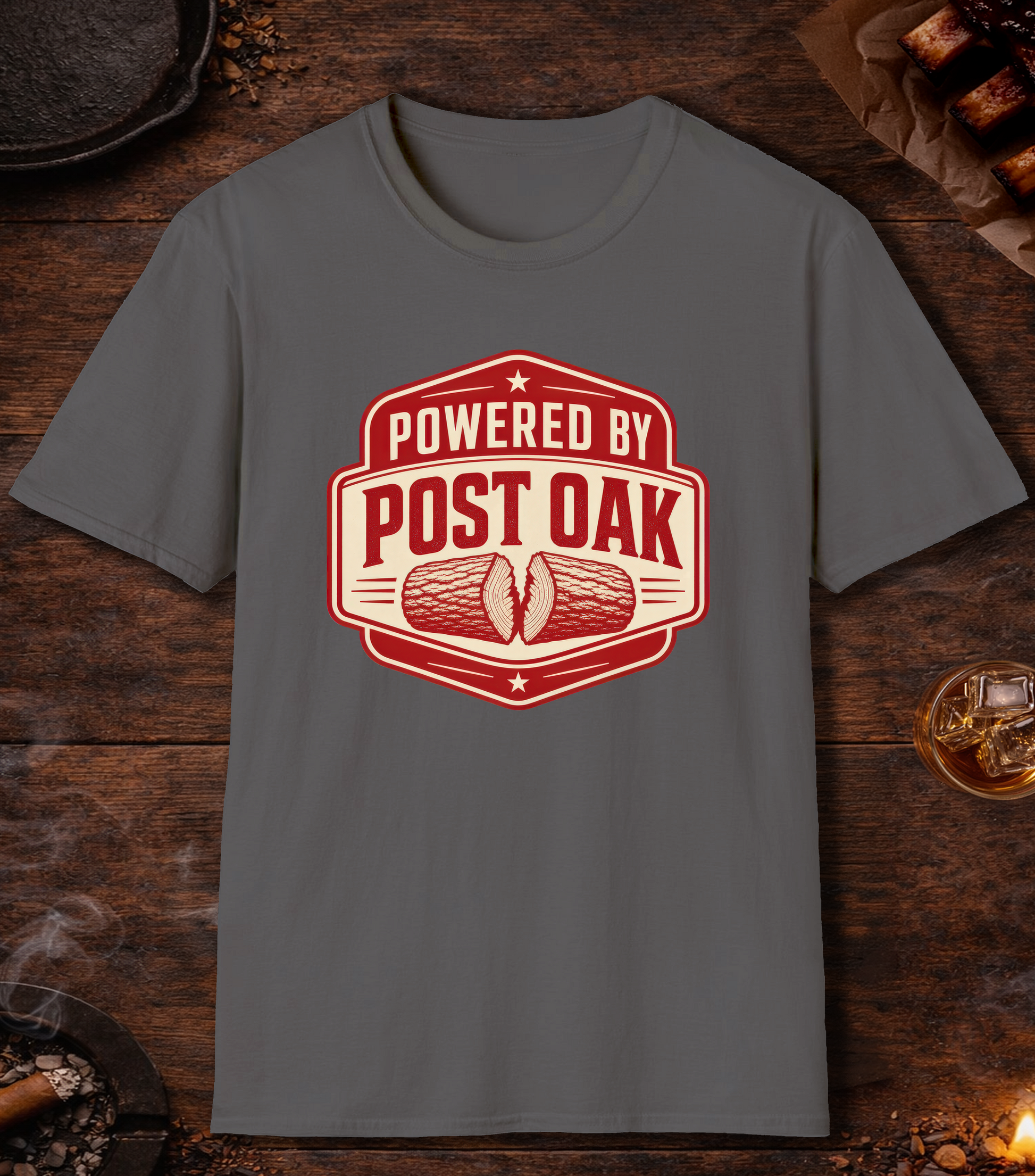 Powered by Post Oak T-Shirt - Charcoal