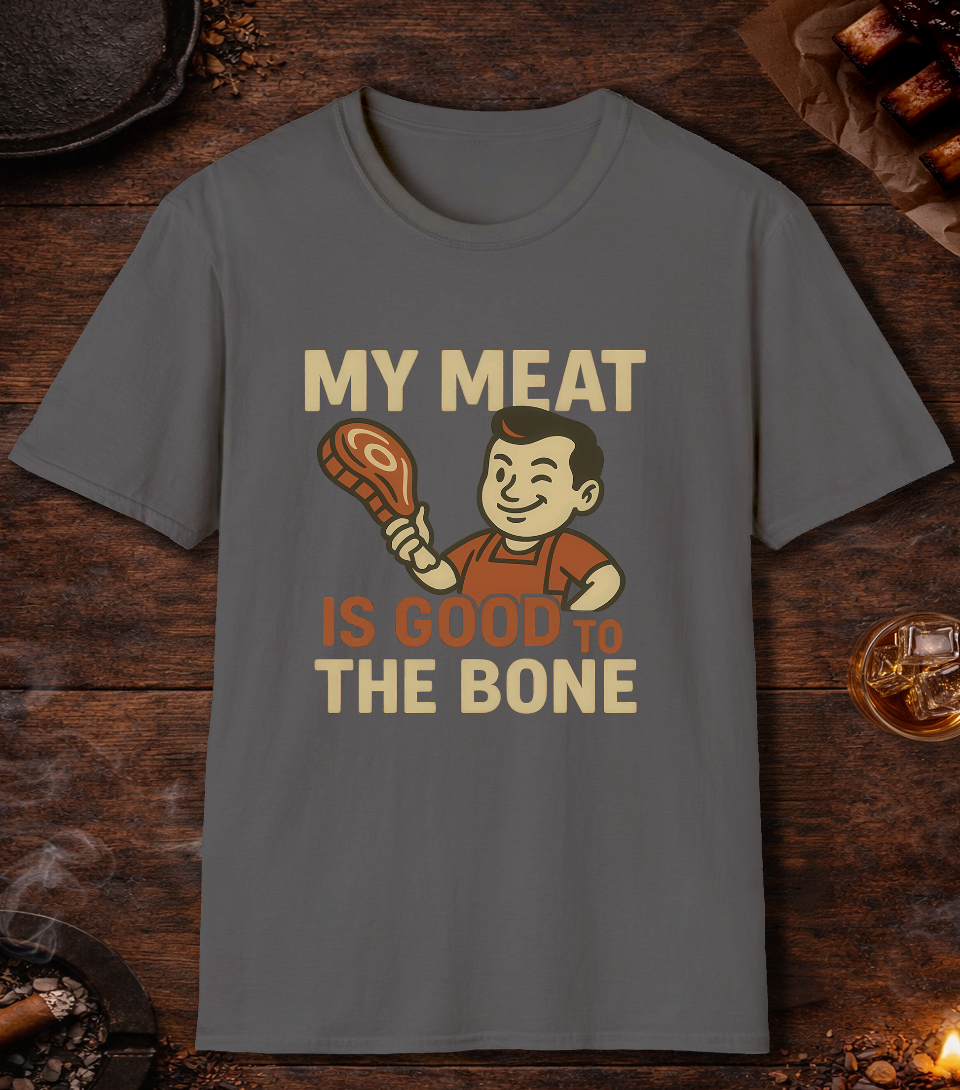 Meat Good To Bone T-Shirt - Charcoal