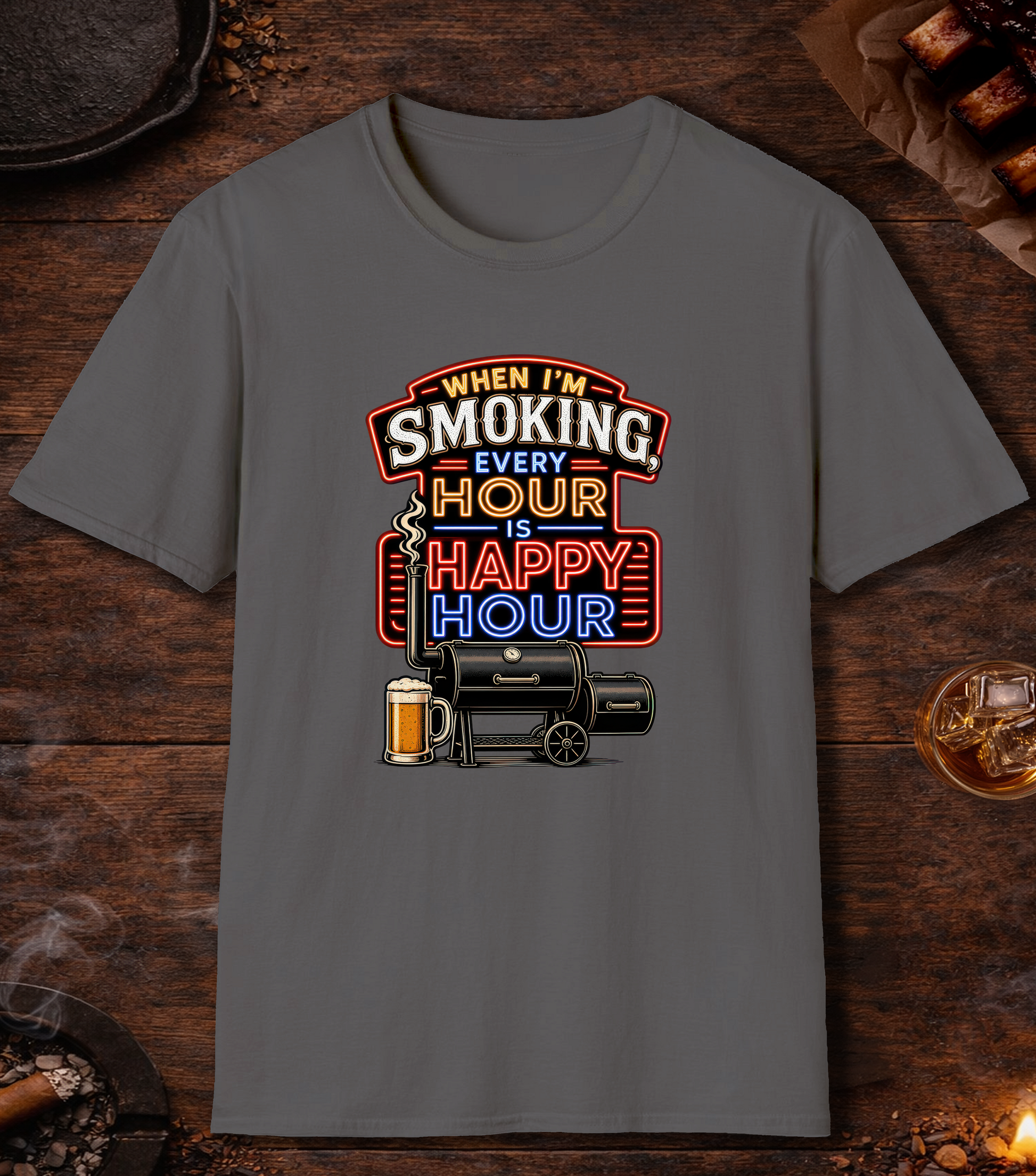 Smoking Happy Hour T-Shirt - Charcoal
