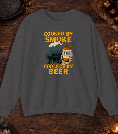 Cooked By Smoke Cooled By Beer Crewneck - Dark Heather