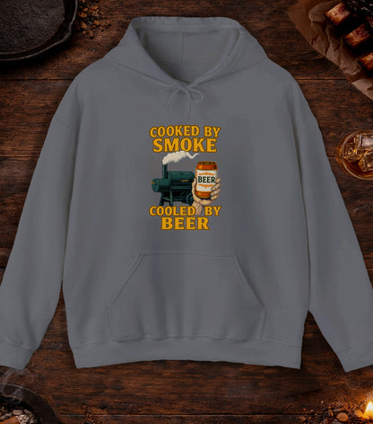 Cooked By Smoke Cooled By Beer Hoodie - Charcoal