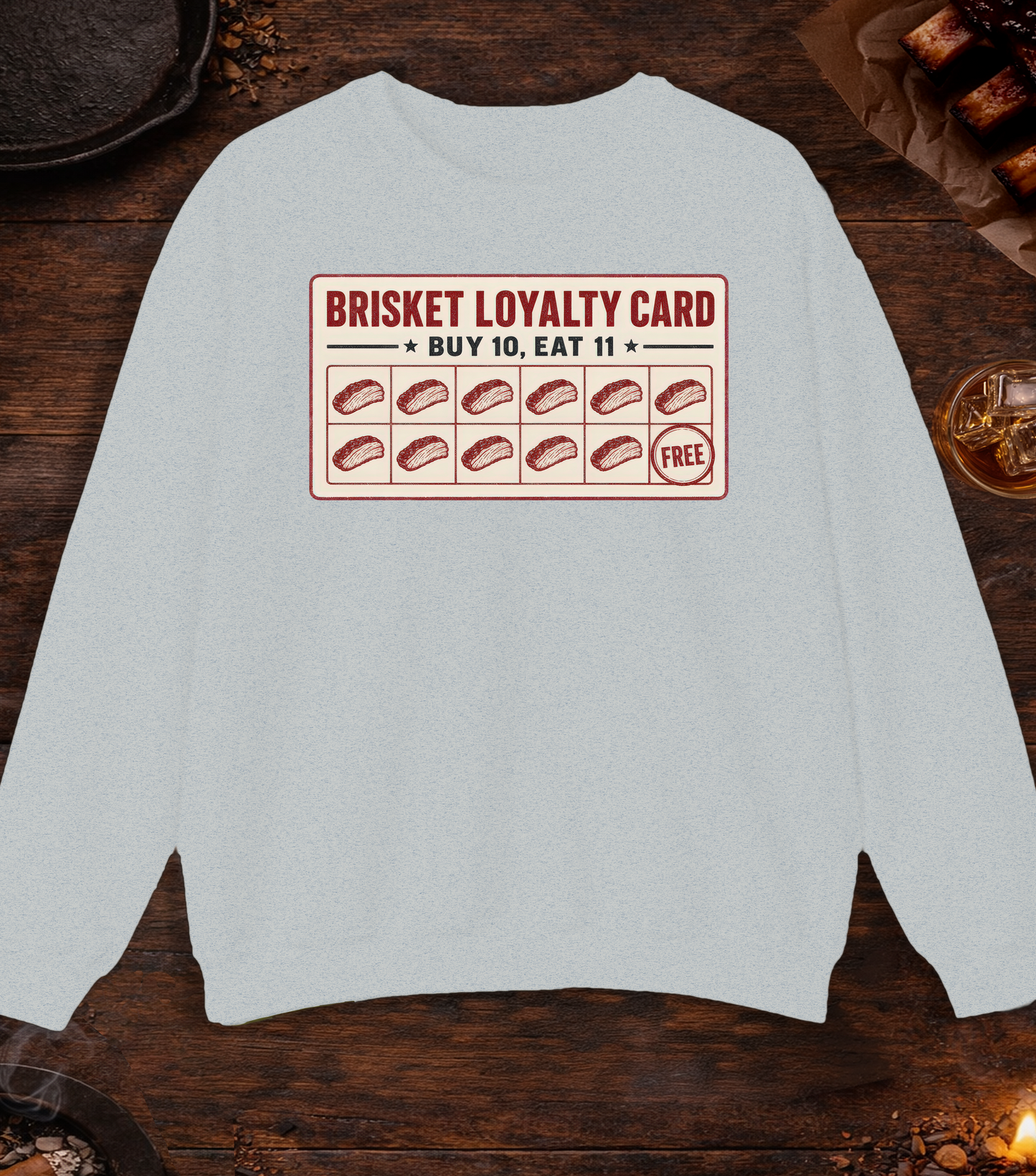 Brisket Loyalty Card Crewneck - Ash