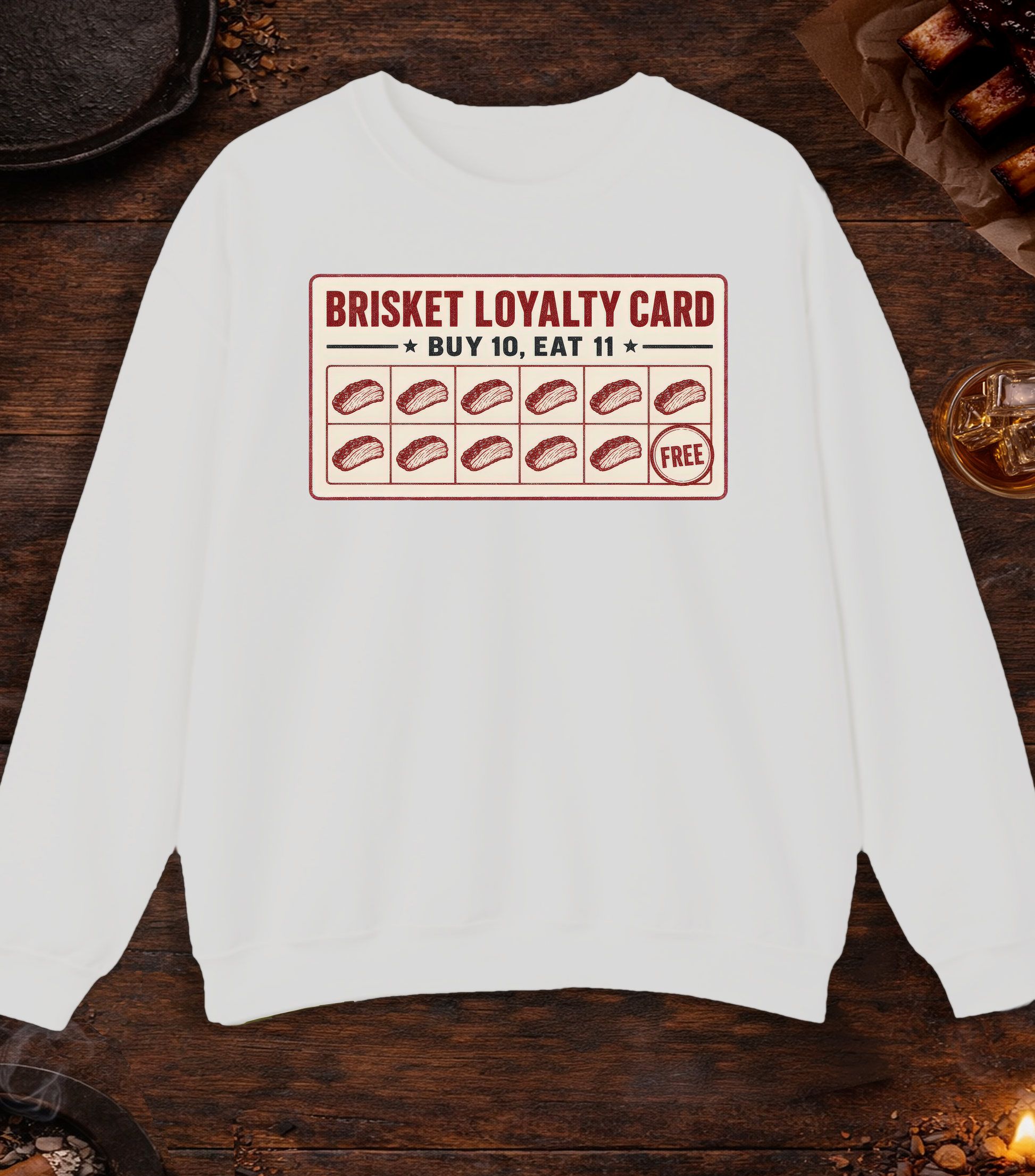 Brisket Loyalty Card Crewneck - Ash