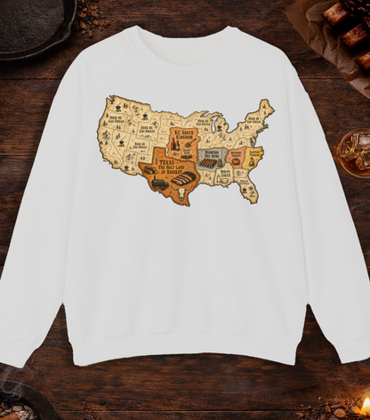 Map of BBQ Crewneck - Ash