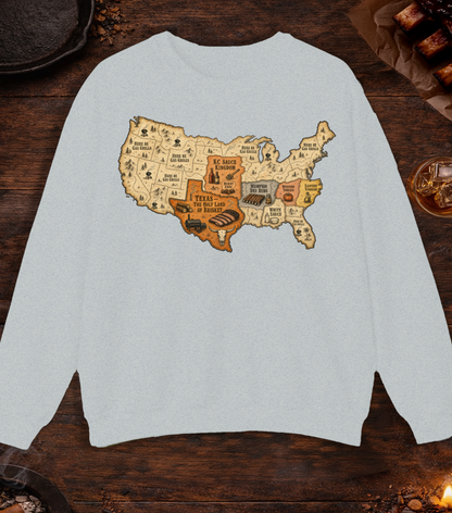 Map of BBQ Crewneck - Ash