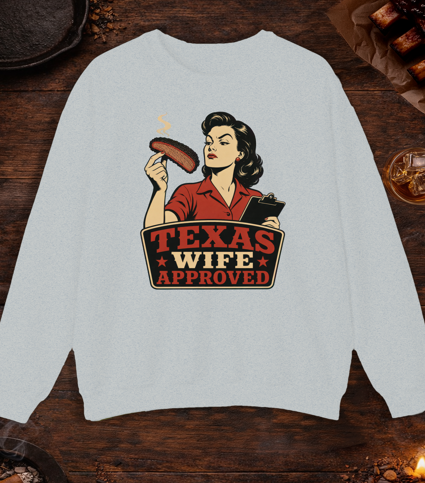 Texas Wife Approved Crewneck - Ash
