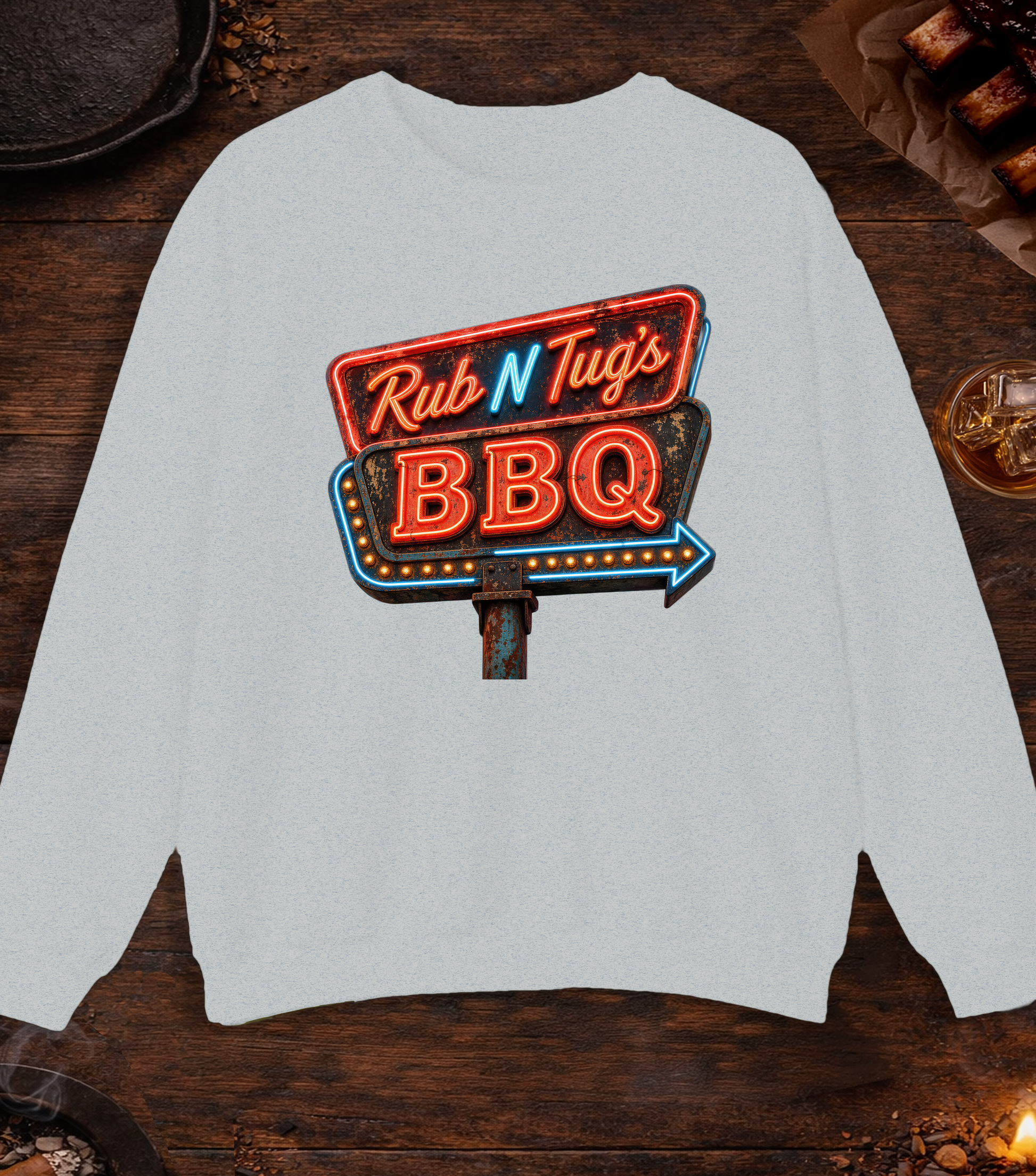 Rub N Tugs BBQ Crewneck - Ash