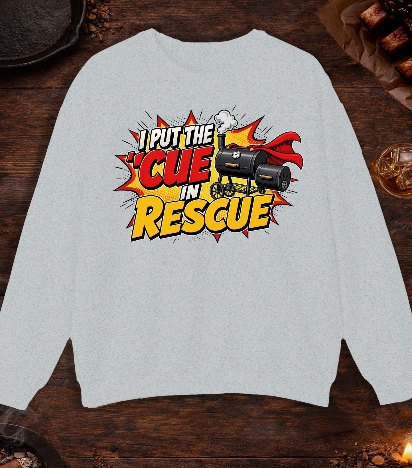 Cue in Rescue Crewneck - Ash
