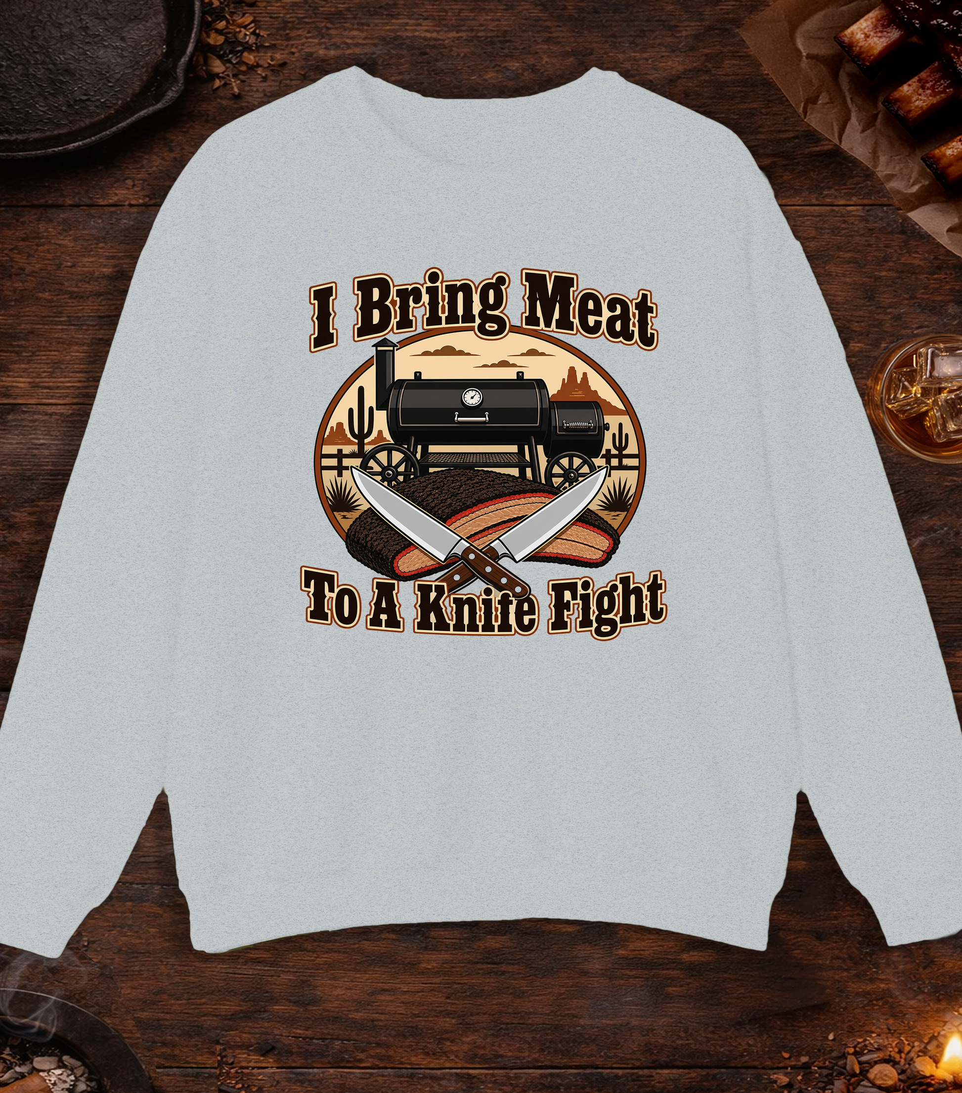 Meat Knife Fight Crewneck - Ash