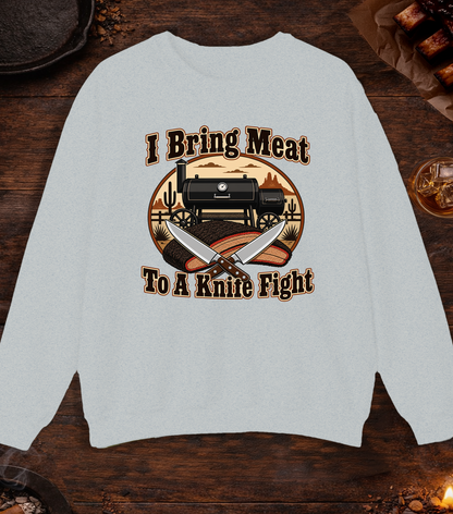 Meat Knife Fight Crewneck - Ash