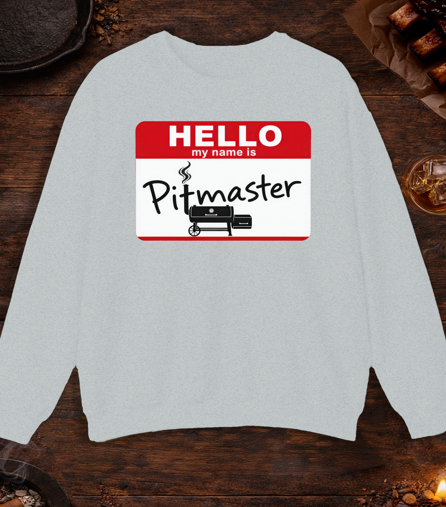 Hello My Name Is Pitmaster Crewneck - Ash