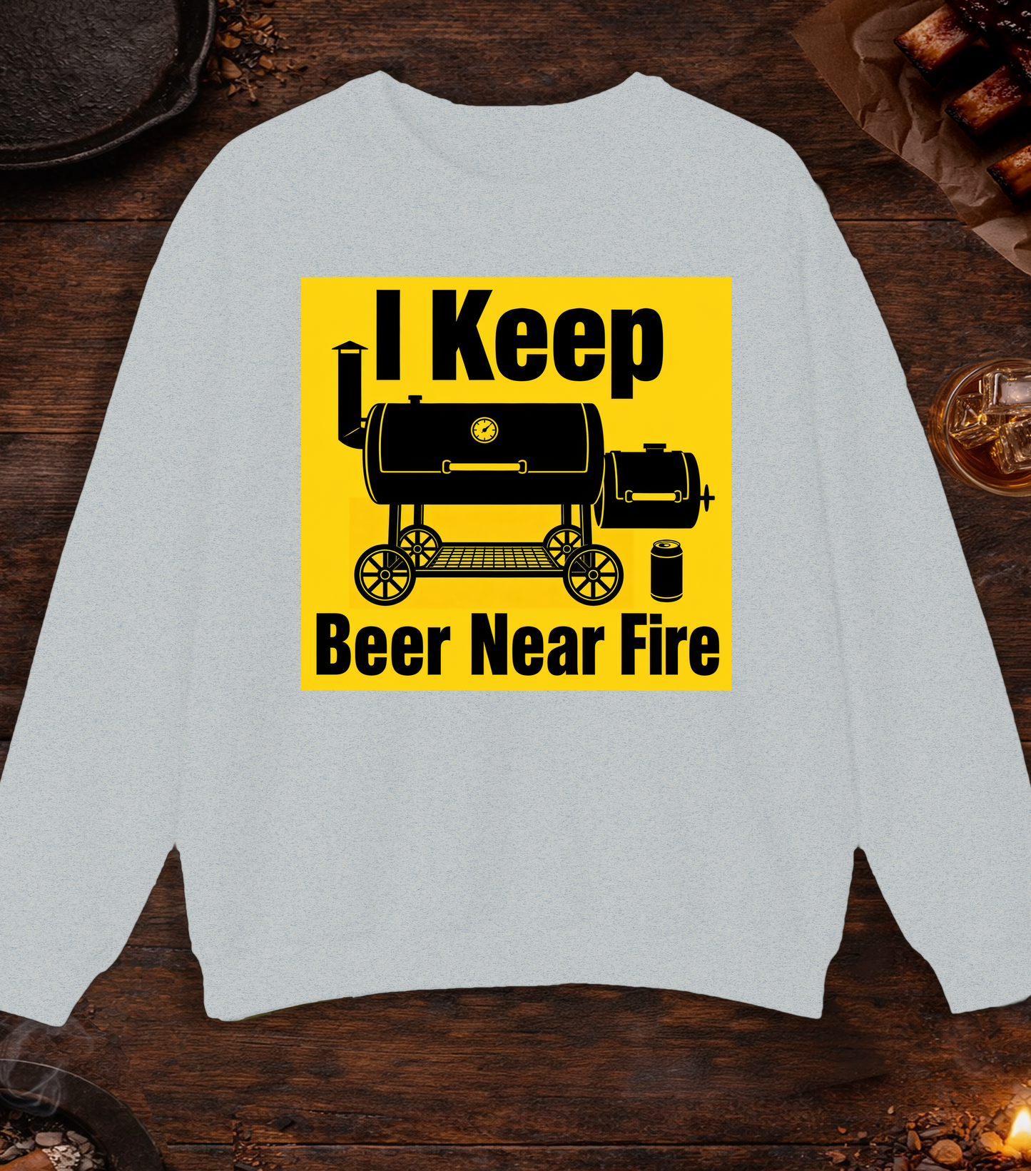 Beer Near Fire Crewneck - Ash