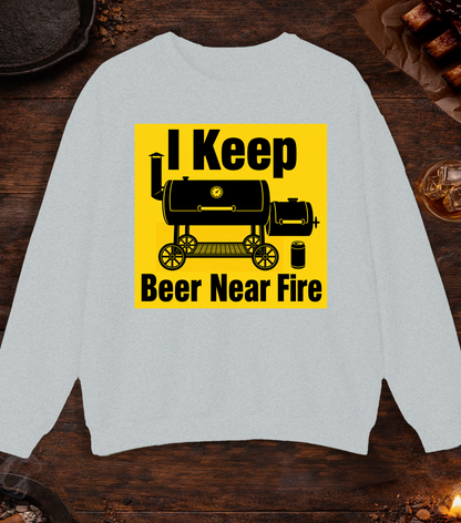 Beer Near Fire Crewneck - Ash