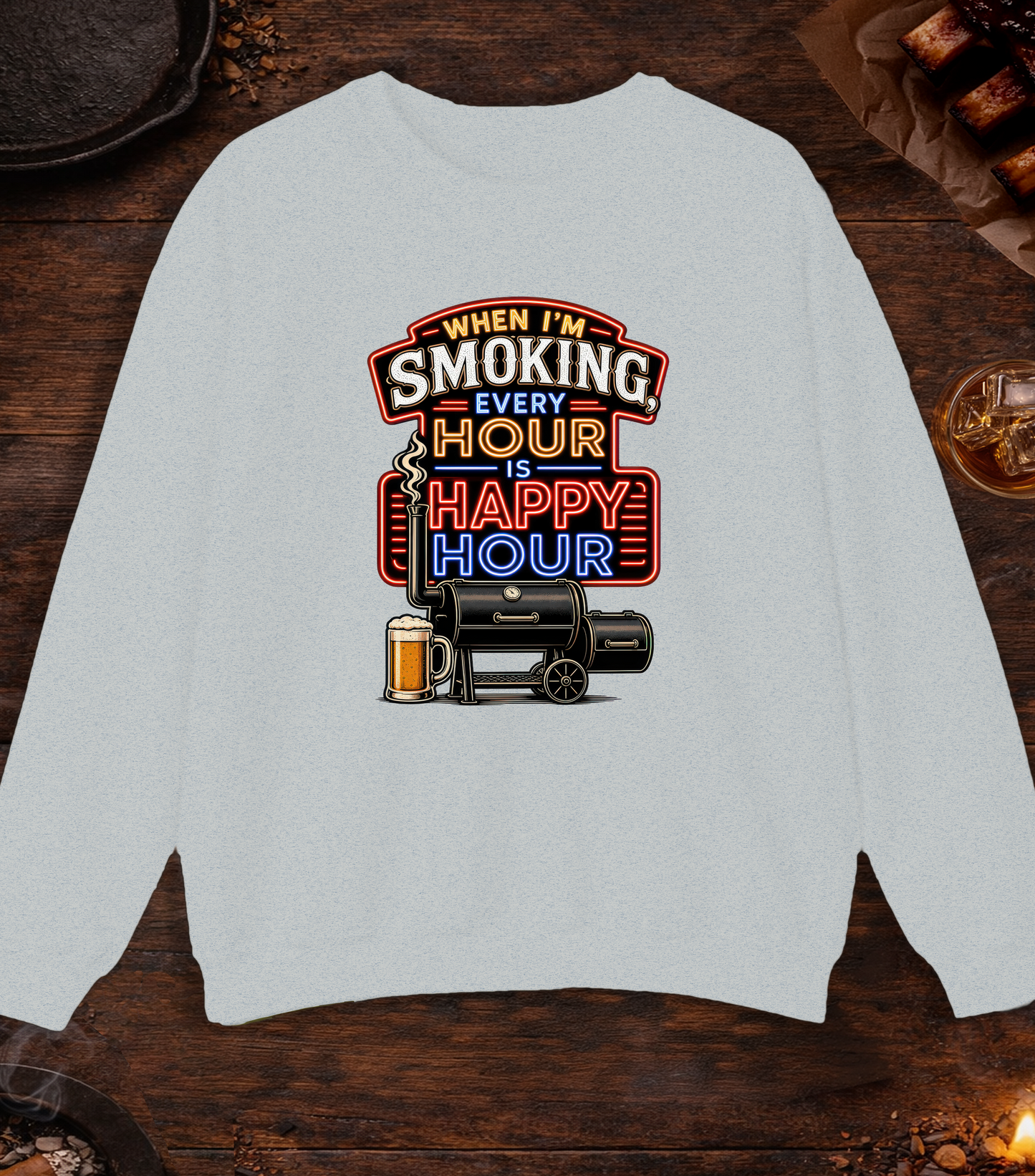 Smoking Happy Hour Crewneck - Ash