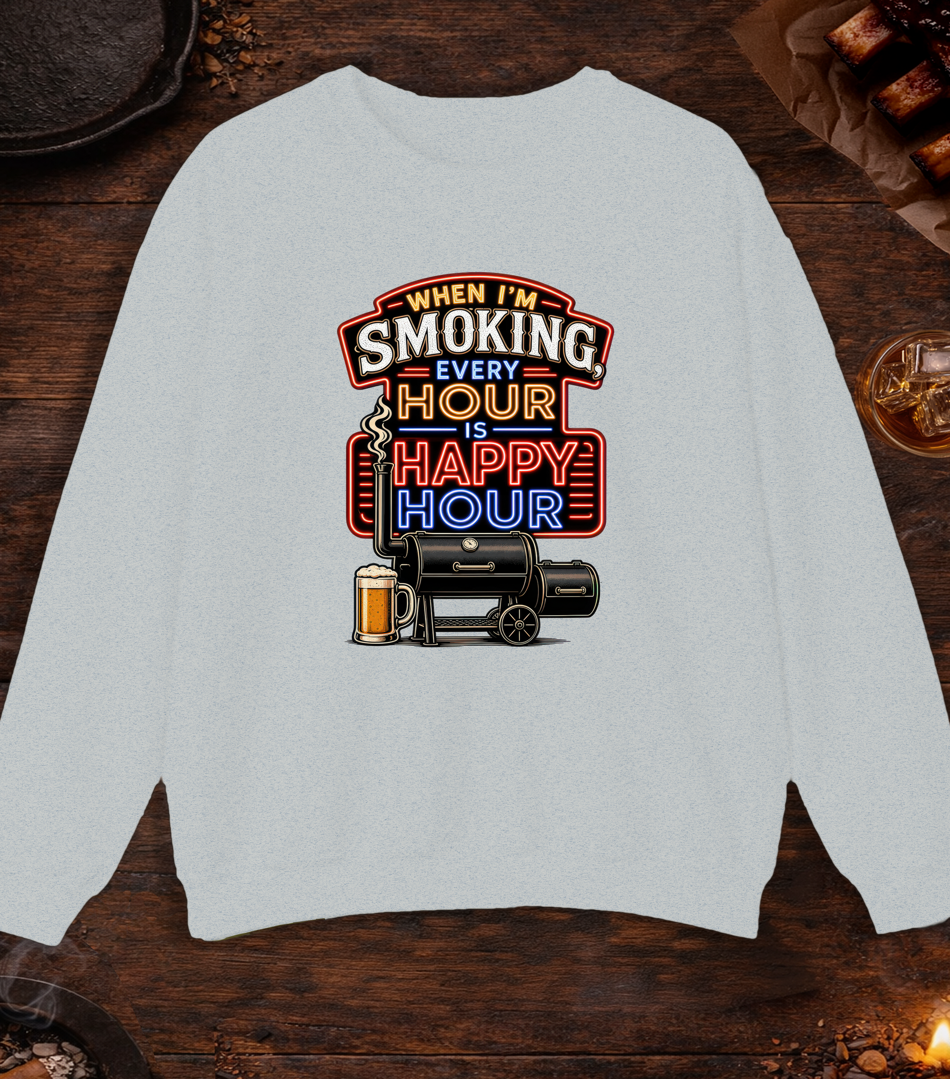Smoking Happy Hour Crewneck - Ash