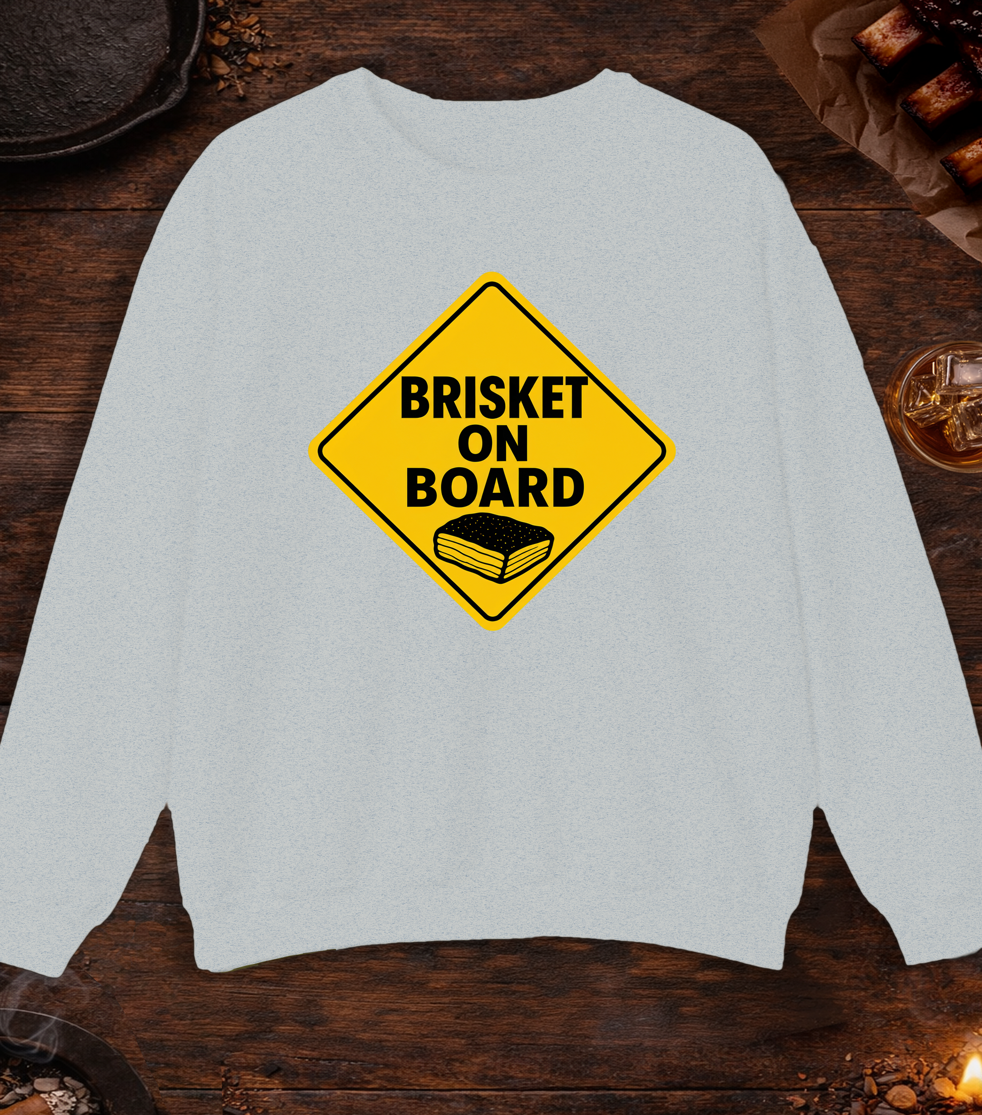 Brisket on Board Crewneck - Ash