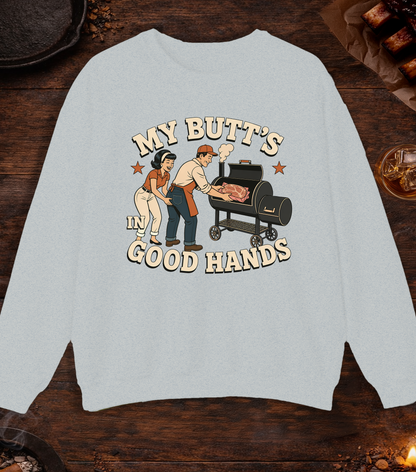 Butt Good Hands Crewneck - Ash