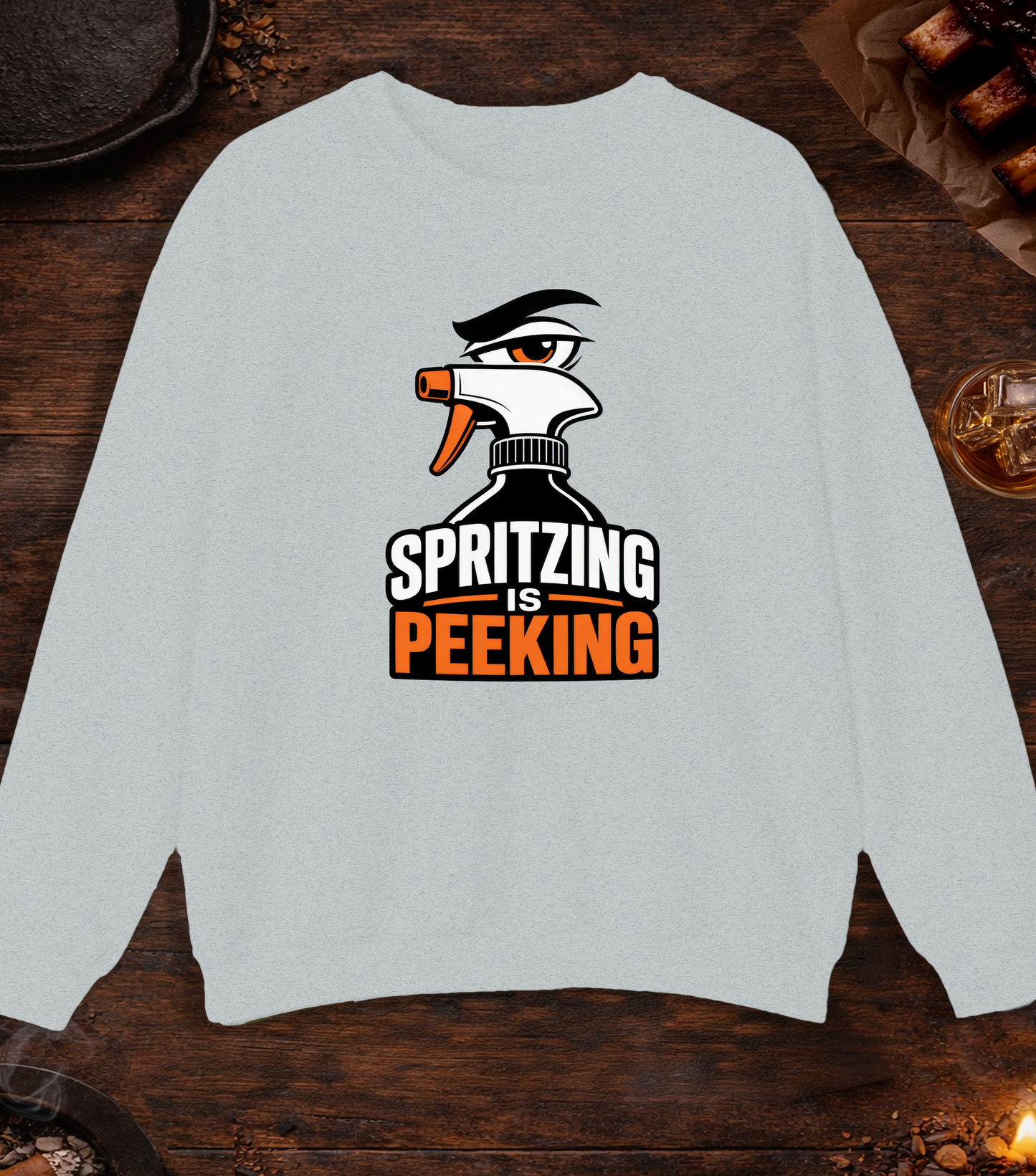 Spritzing Is Peeking Crewneck - Ash