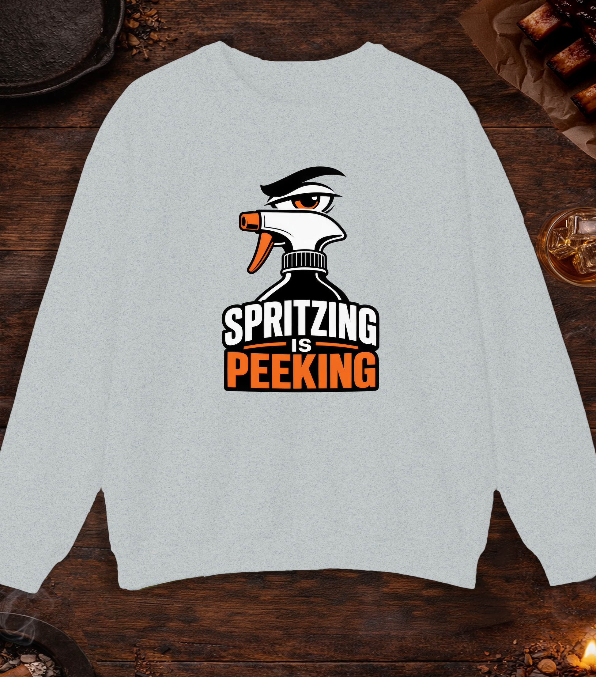 Spritzing Is Peeking Crewneck - Ash