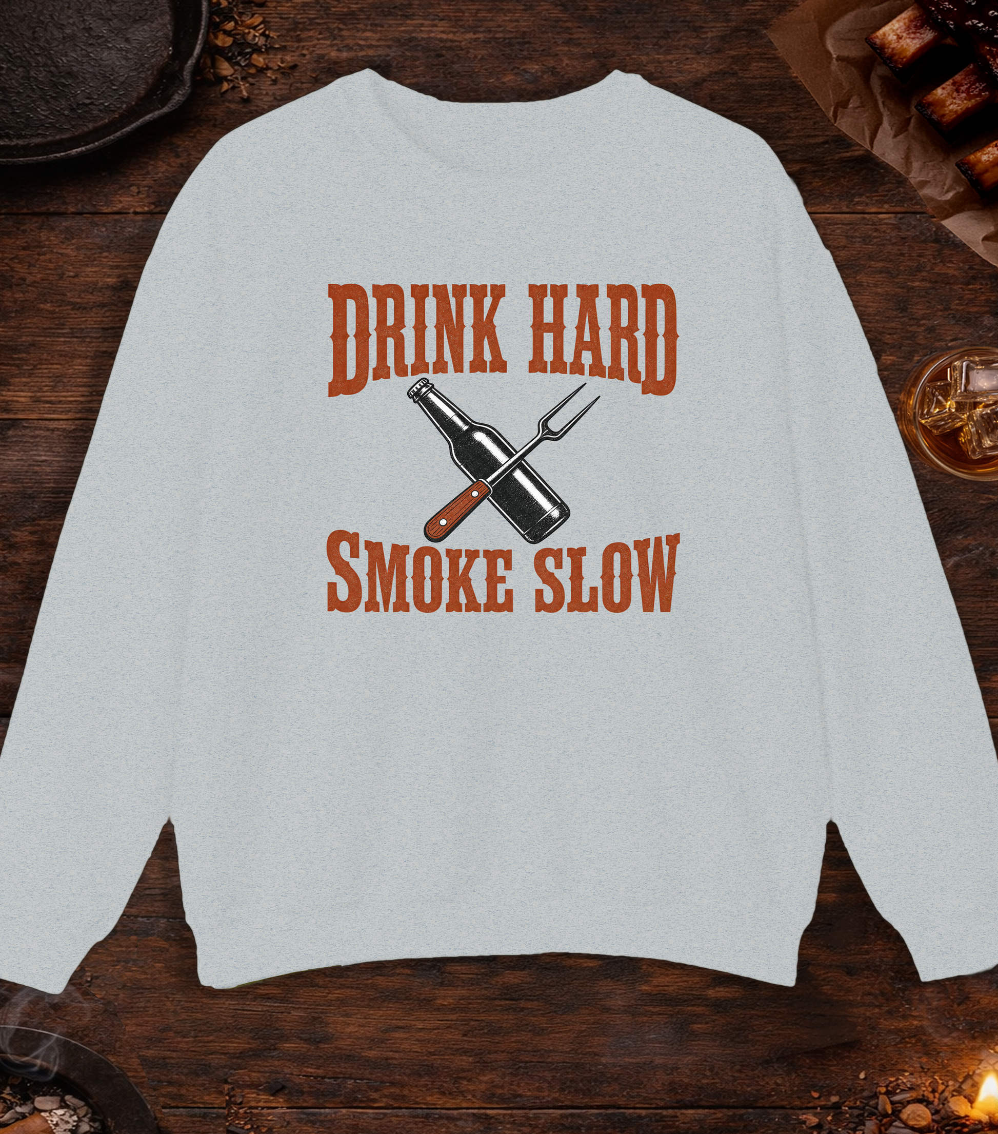 Drink Hard Smoke Slow Crewneck - Ash