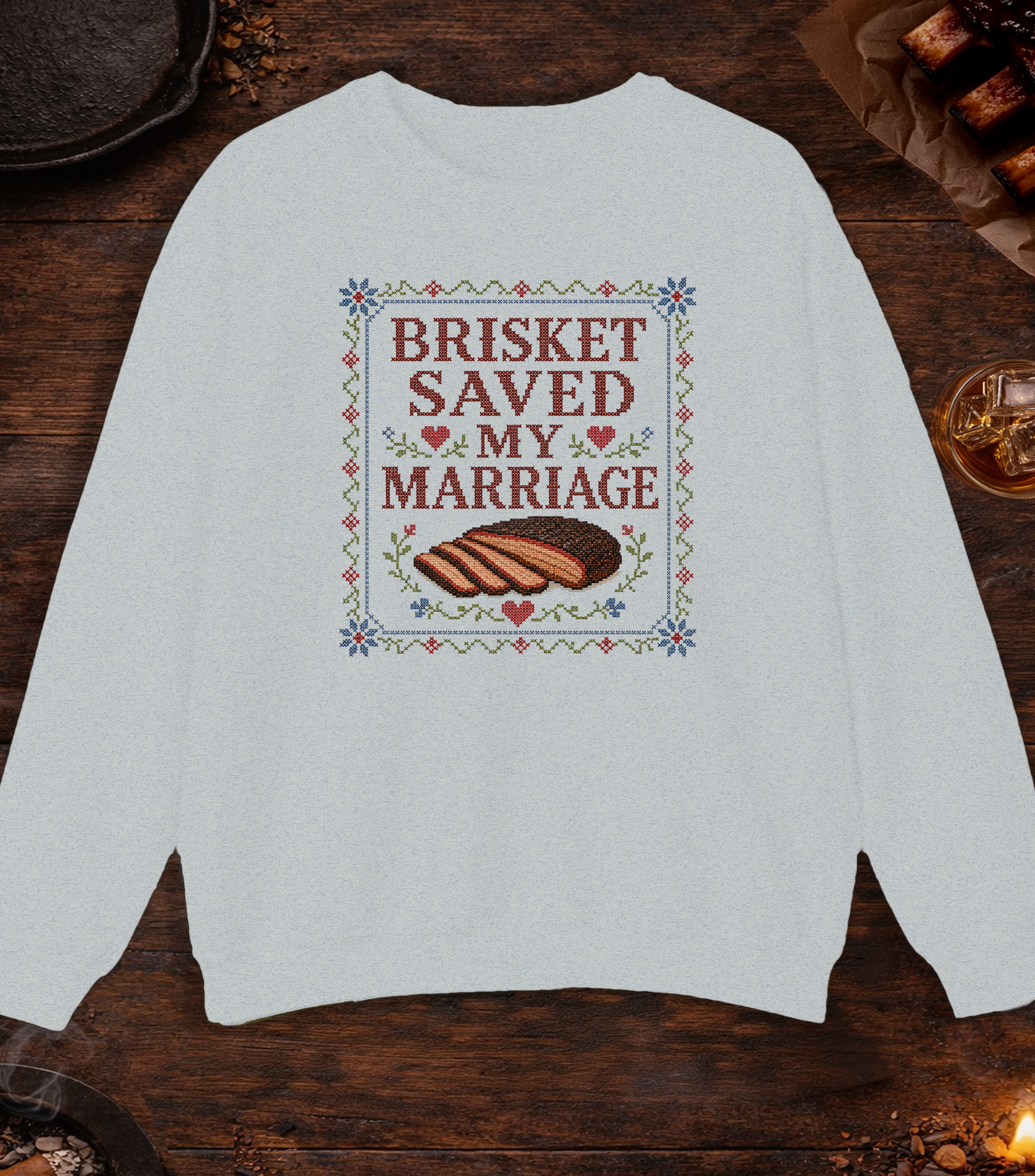 Brisket Saved My Marriage Crewneck - Ash