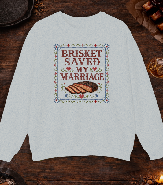 Brisket Saved My Marriage Crewneck - Ash
