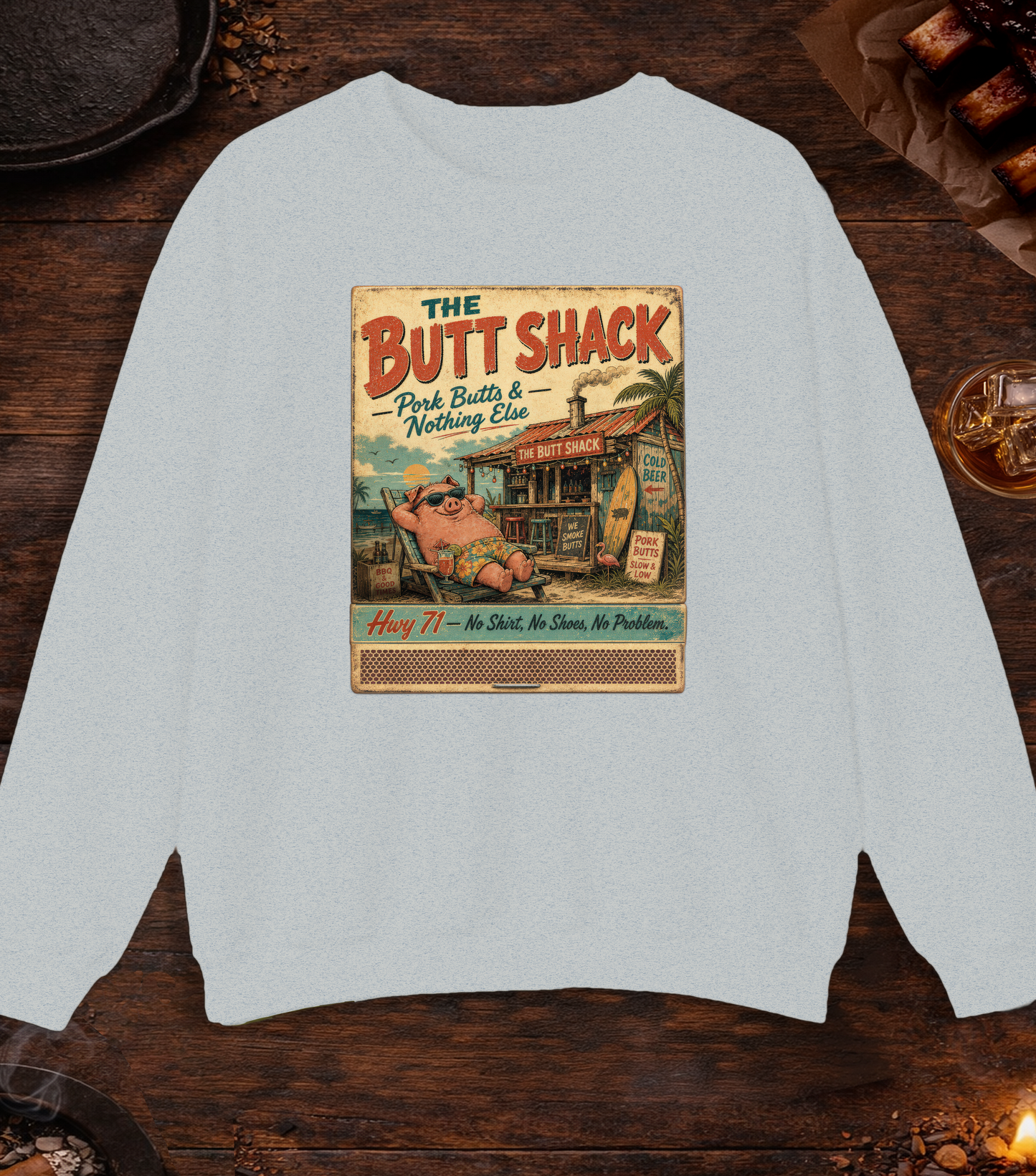 Butt Shack Matchbook Crewneck - Ash