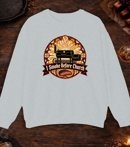 Smoke Before Church Crewneck - Ash