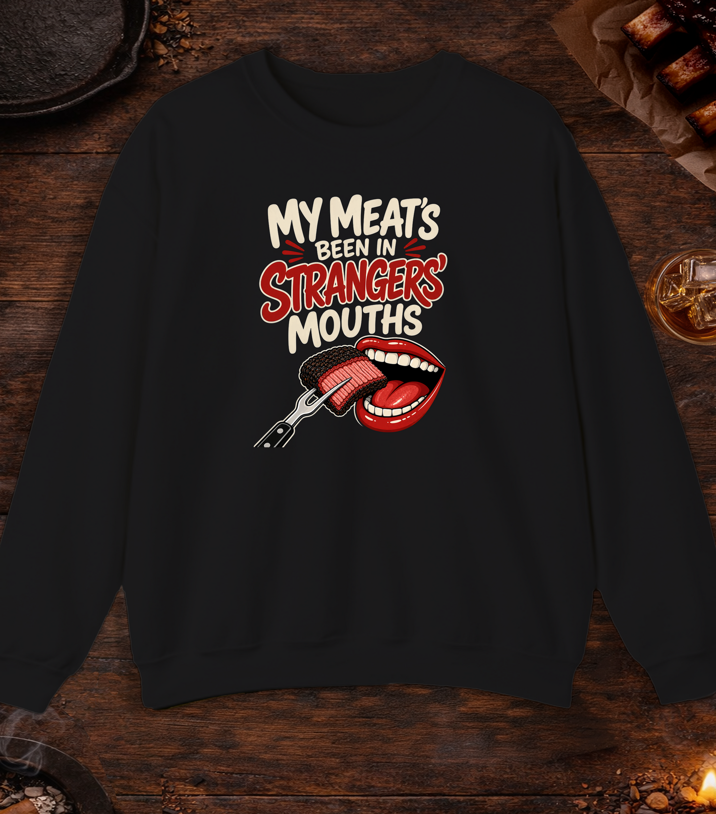 Meat in Strangers Mouths Crewneck - Black