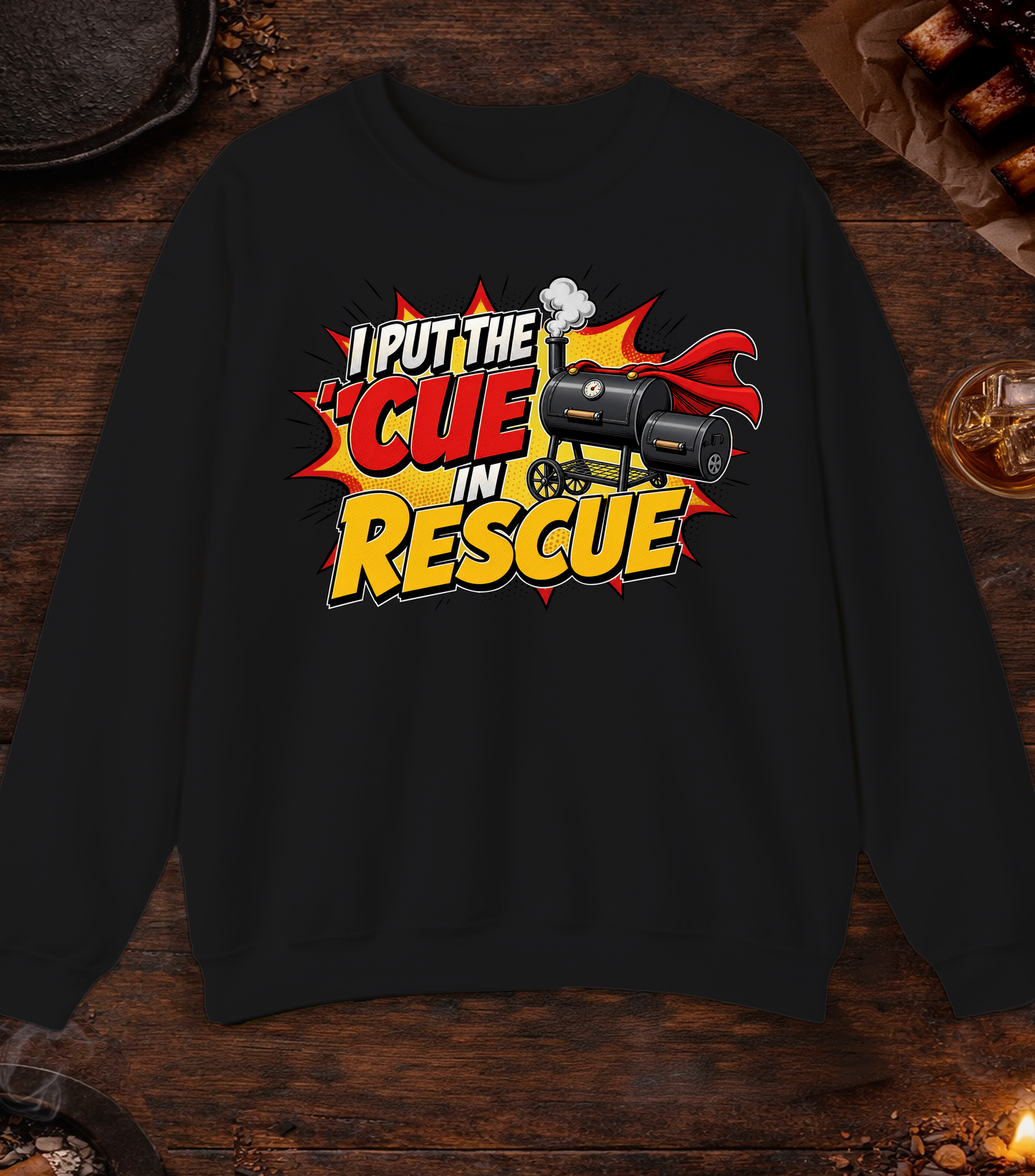 Cue in Rescue Crewneck - Black