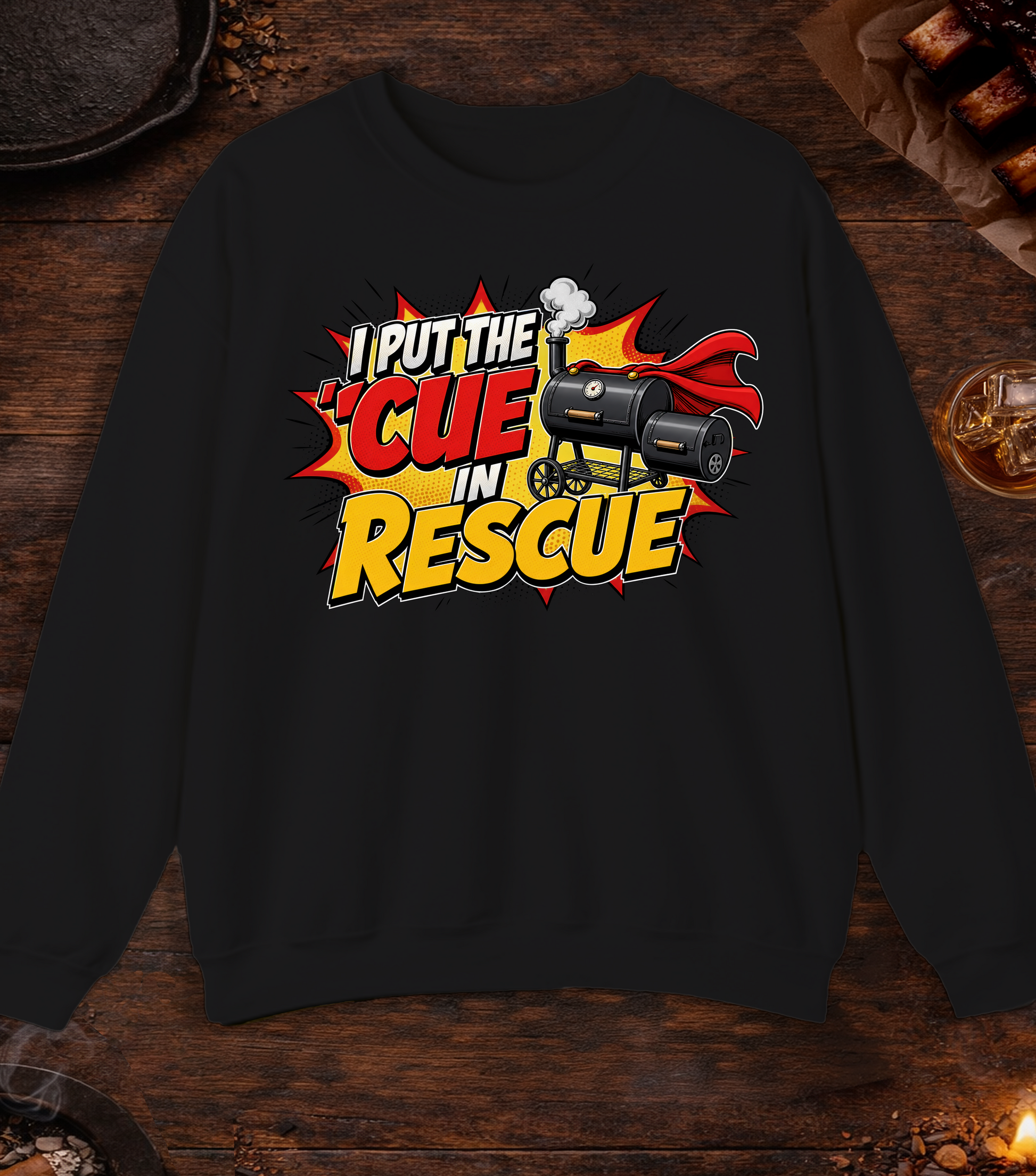 Cue in Rescue Crewneck - Black