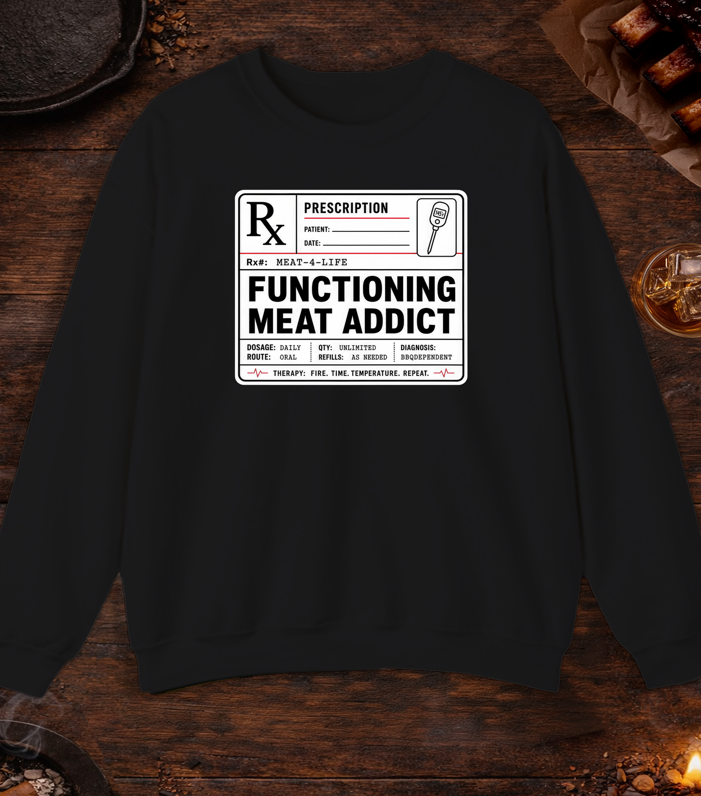Functioning Meat Addict Crewneck - Black