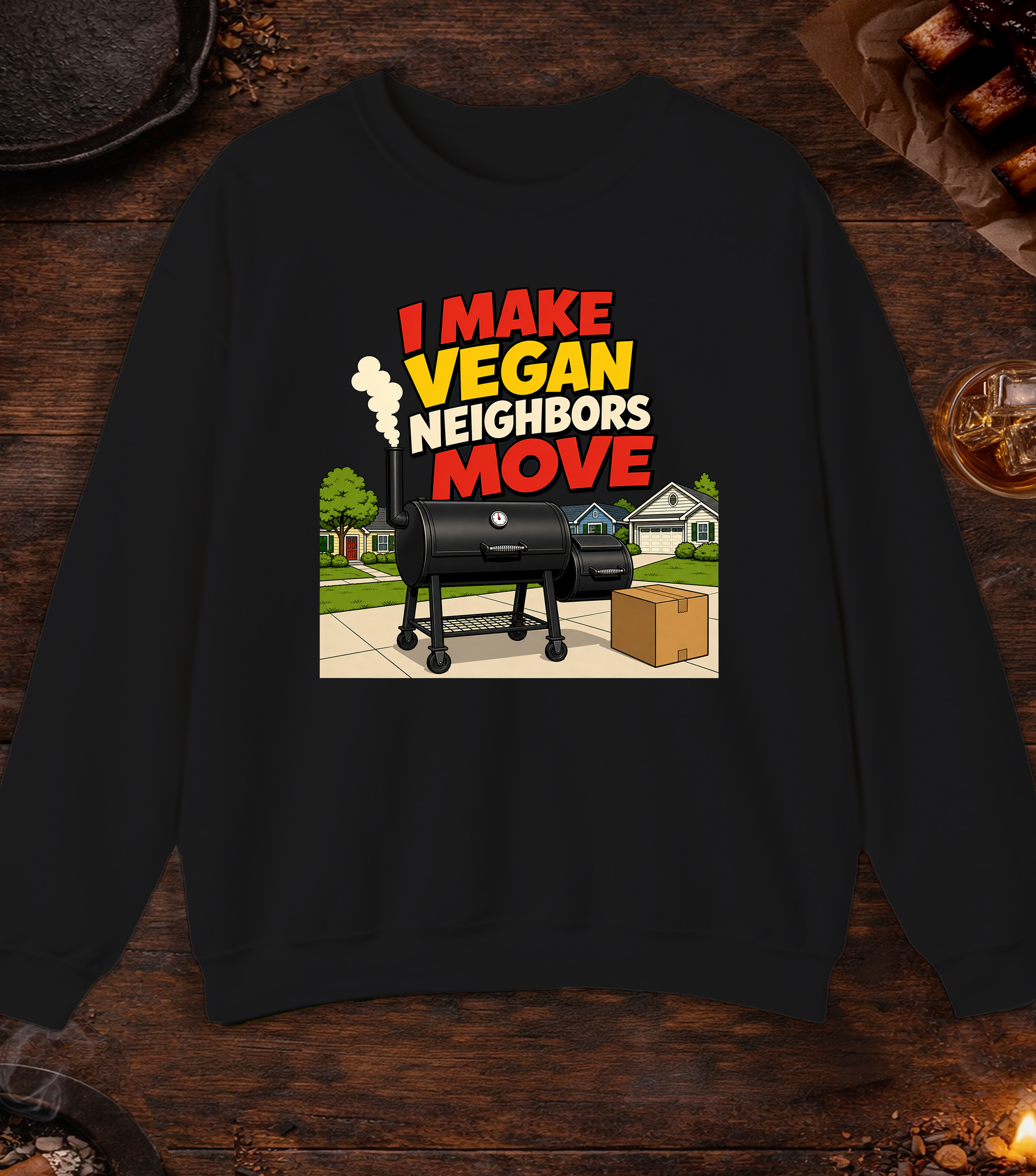 Vegan Neighbors Move Crewneck - Black