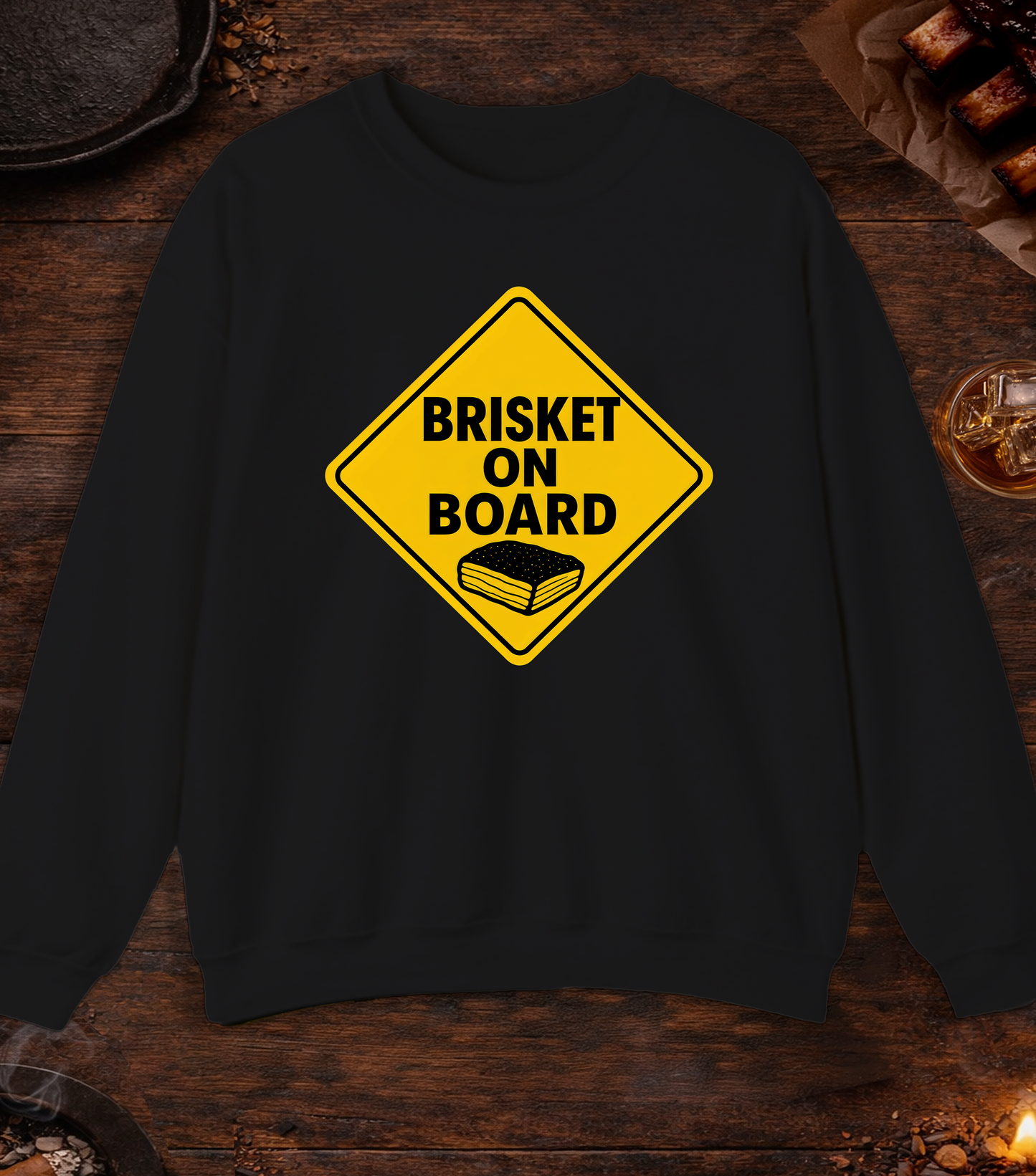 Brisket on Board Crewneck - Black