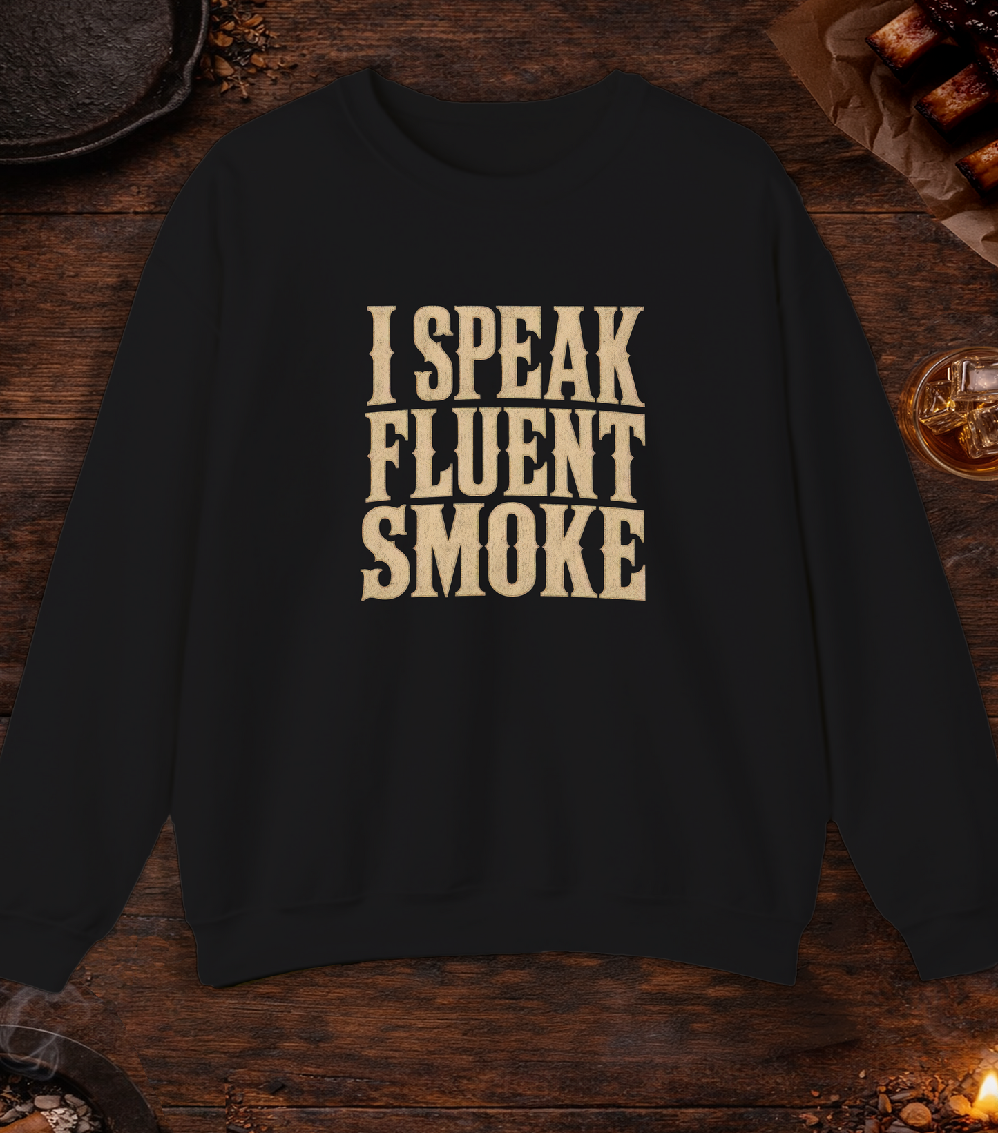 Speak Fluent Smoke Crewneck - Black
