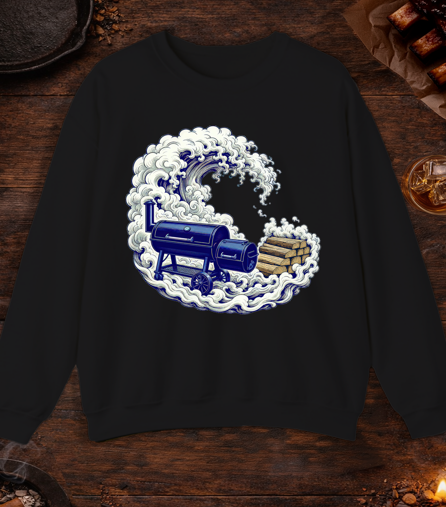 Smoke Wave Crewneck - Black