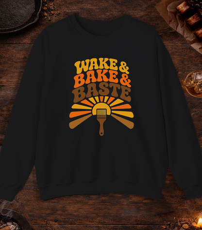 Wake and Bake and Baste Crewneck - Black