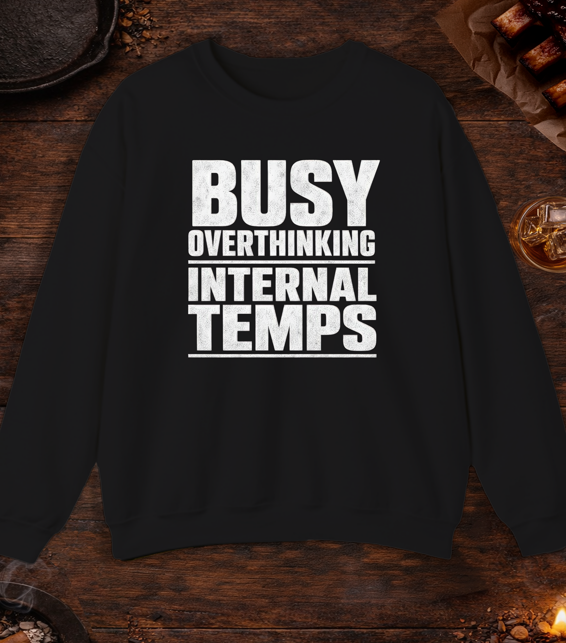 Busy Overthinking Crewneck - Black