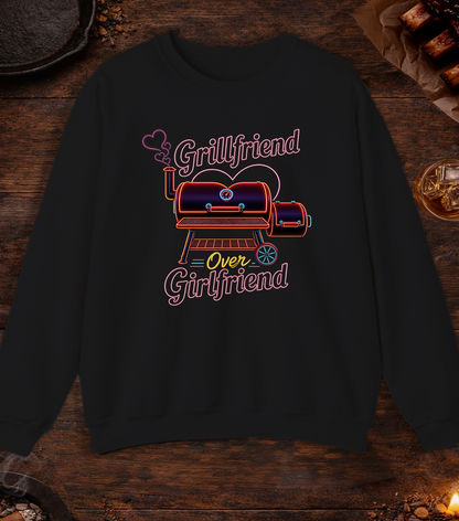 Grillfriend Over Girlfriend Crewneck - Black