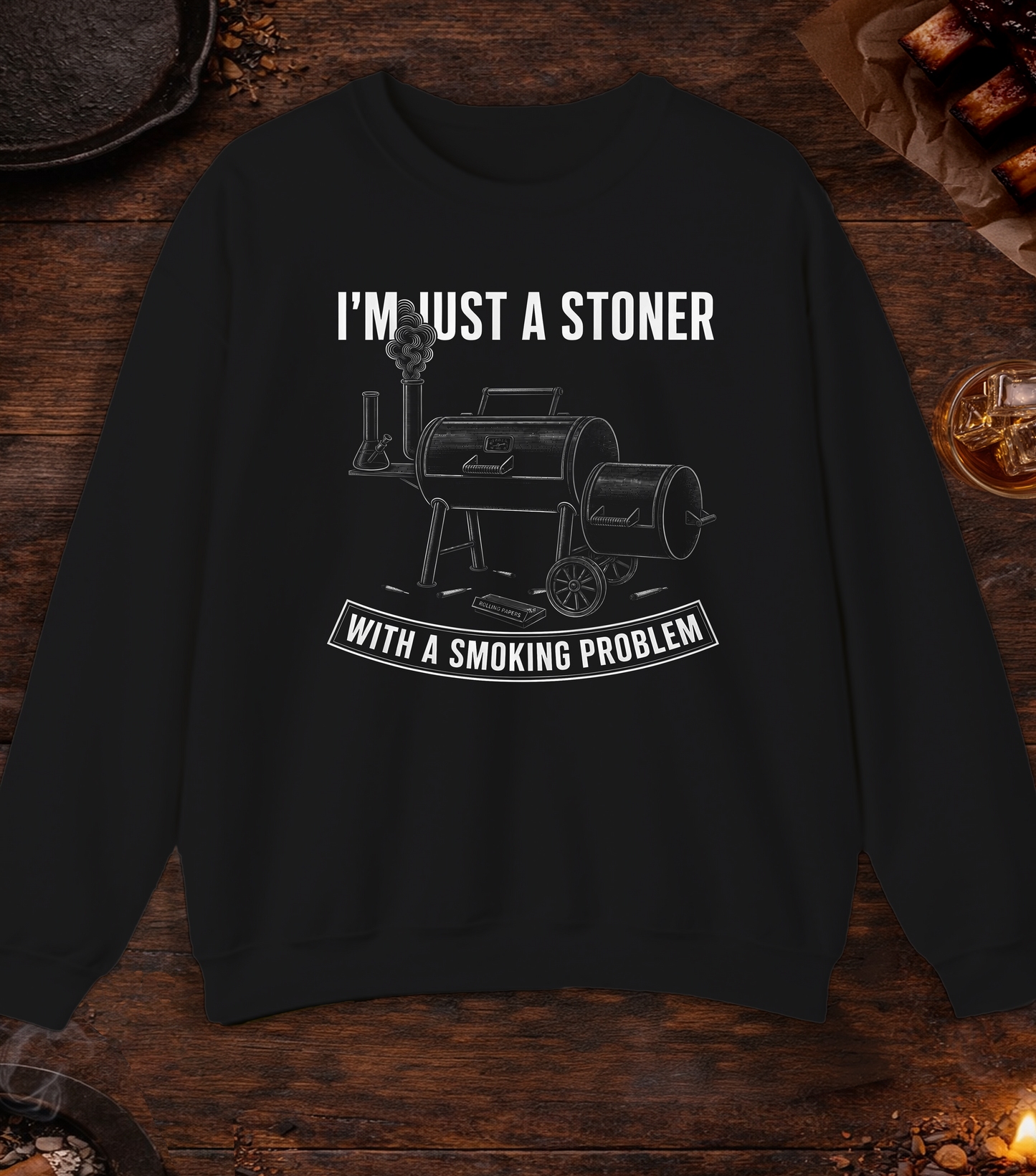 Stoner Smoking Problem Crewneck - Black