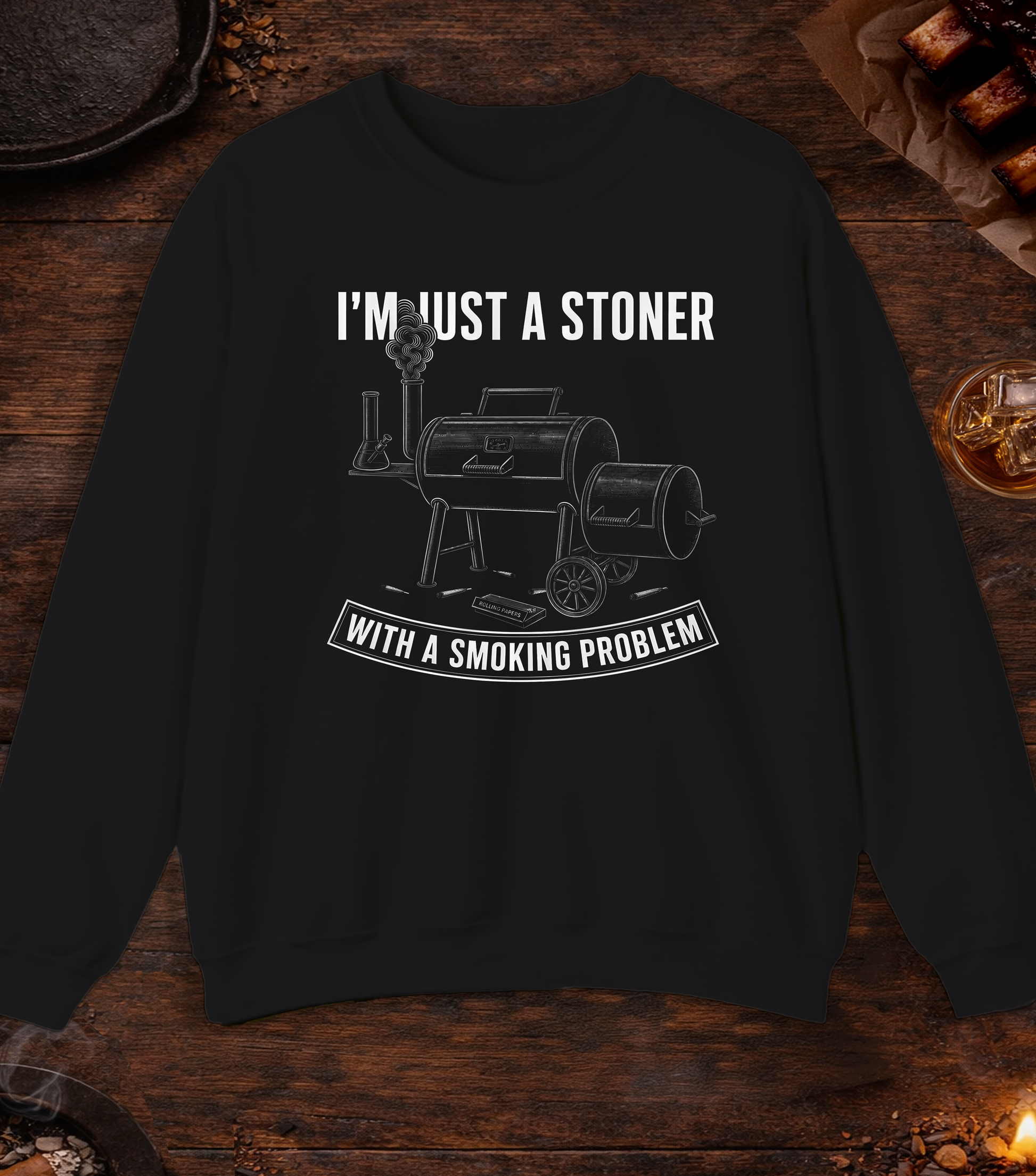 Stoner Smoking Problem Crewneck - Black