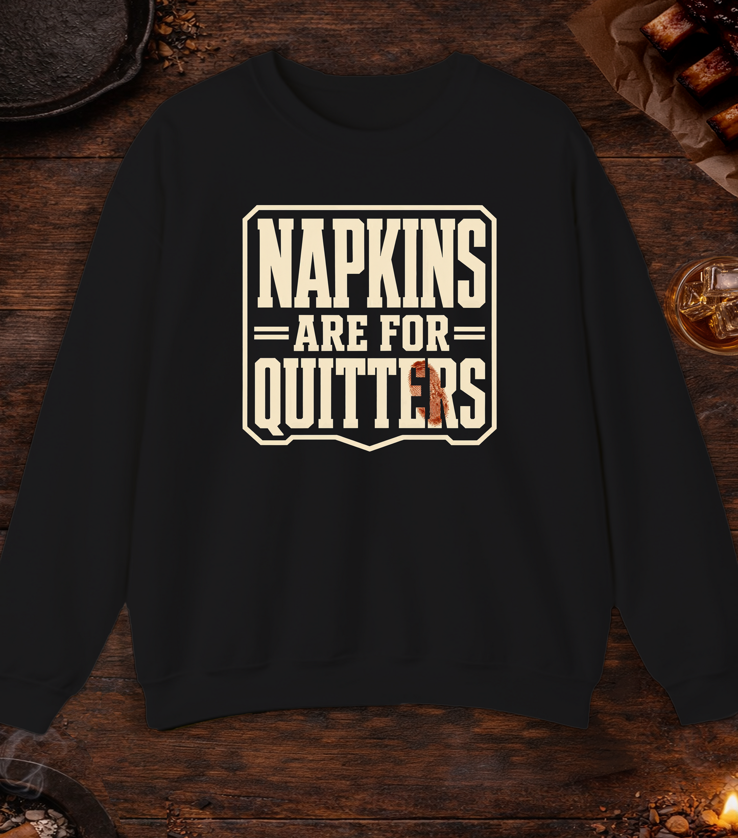 Napkins for Quitters Crewneck - Black