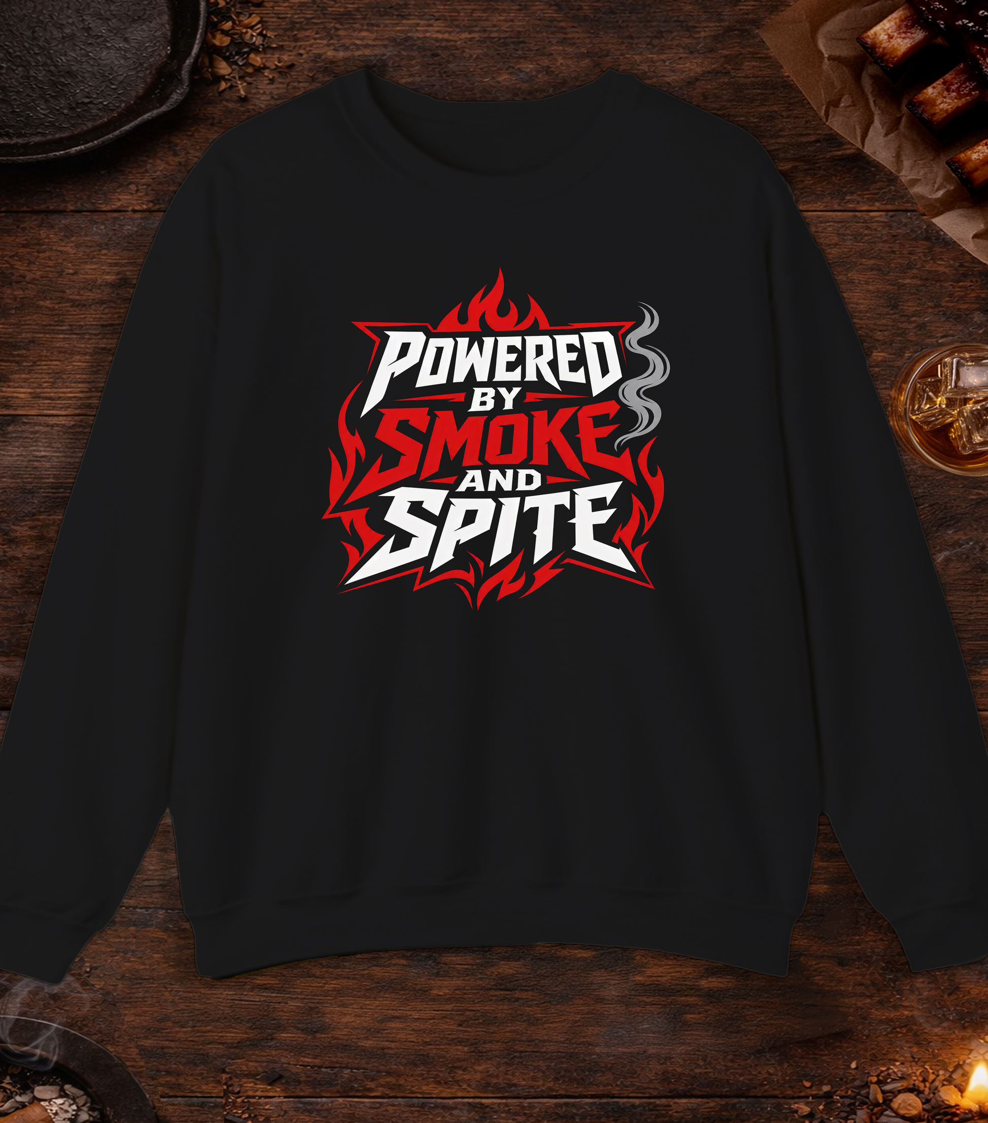 Powered By Smoke and Spite Crewneck - Black