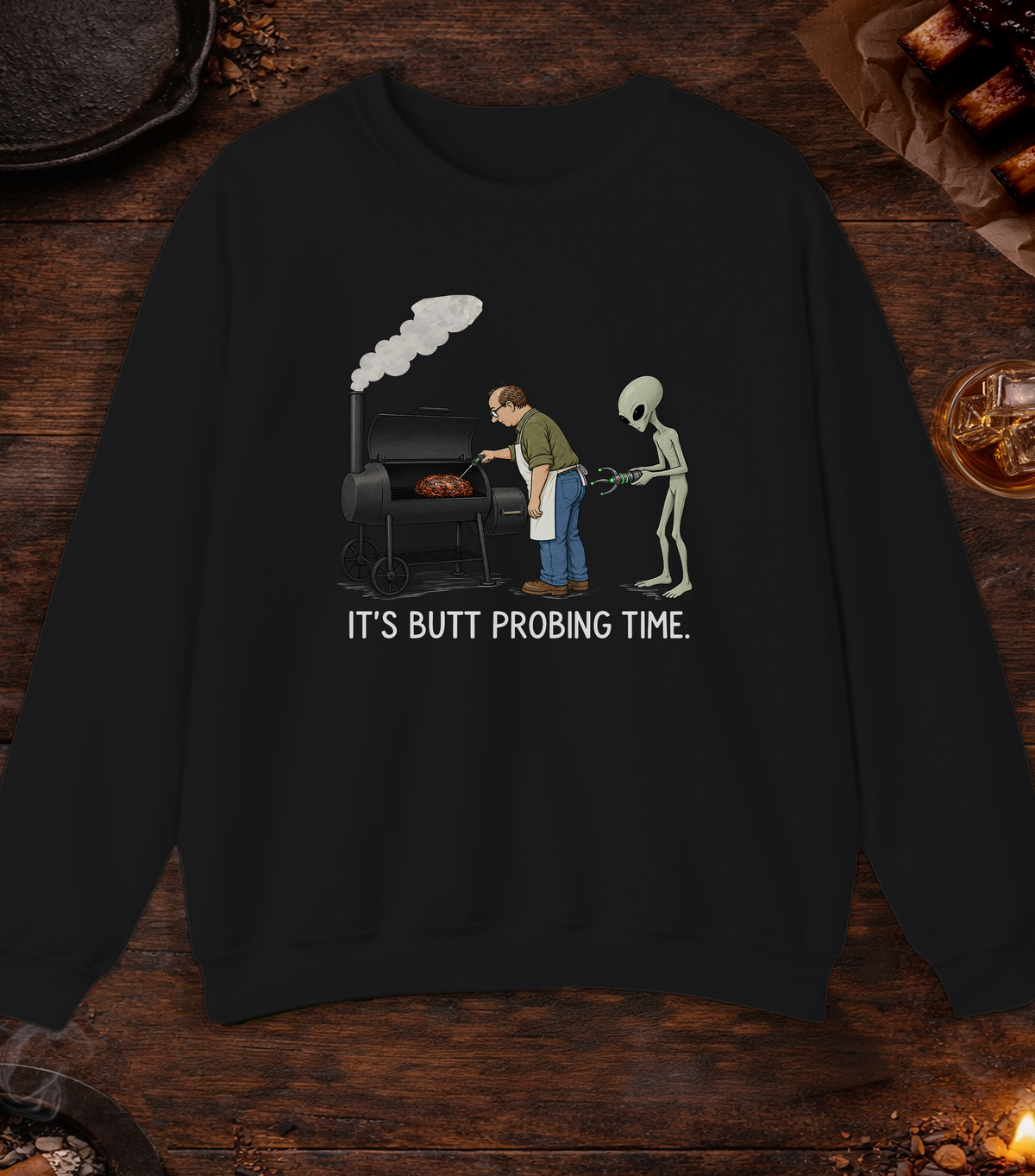 Butt Probing Time Crewneck - Black