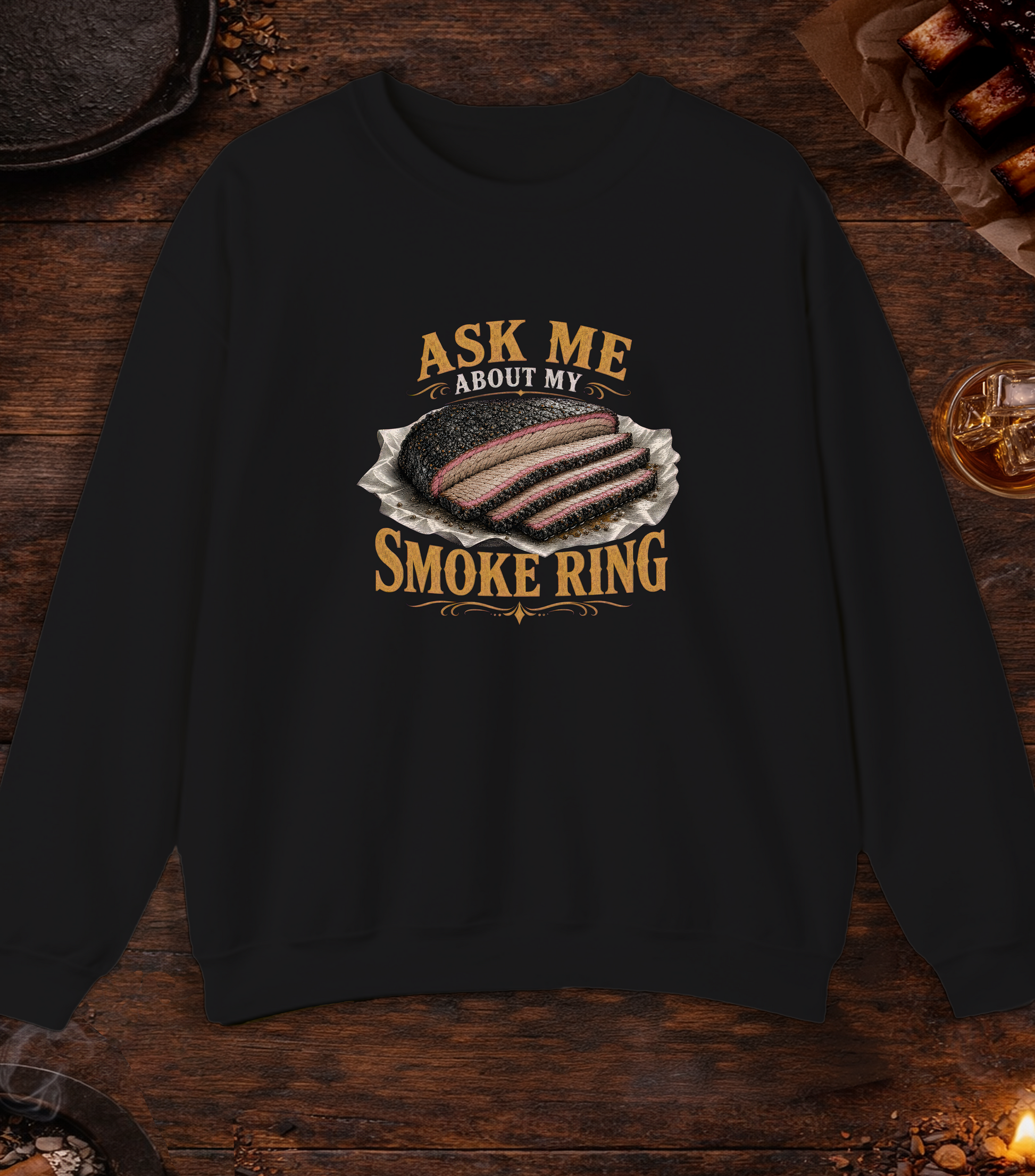 Ask About Smoke Ring Crewneck - Black