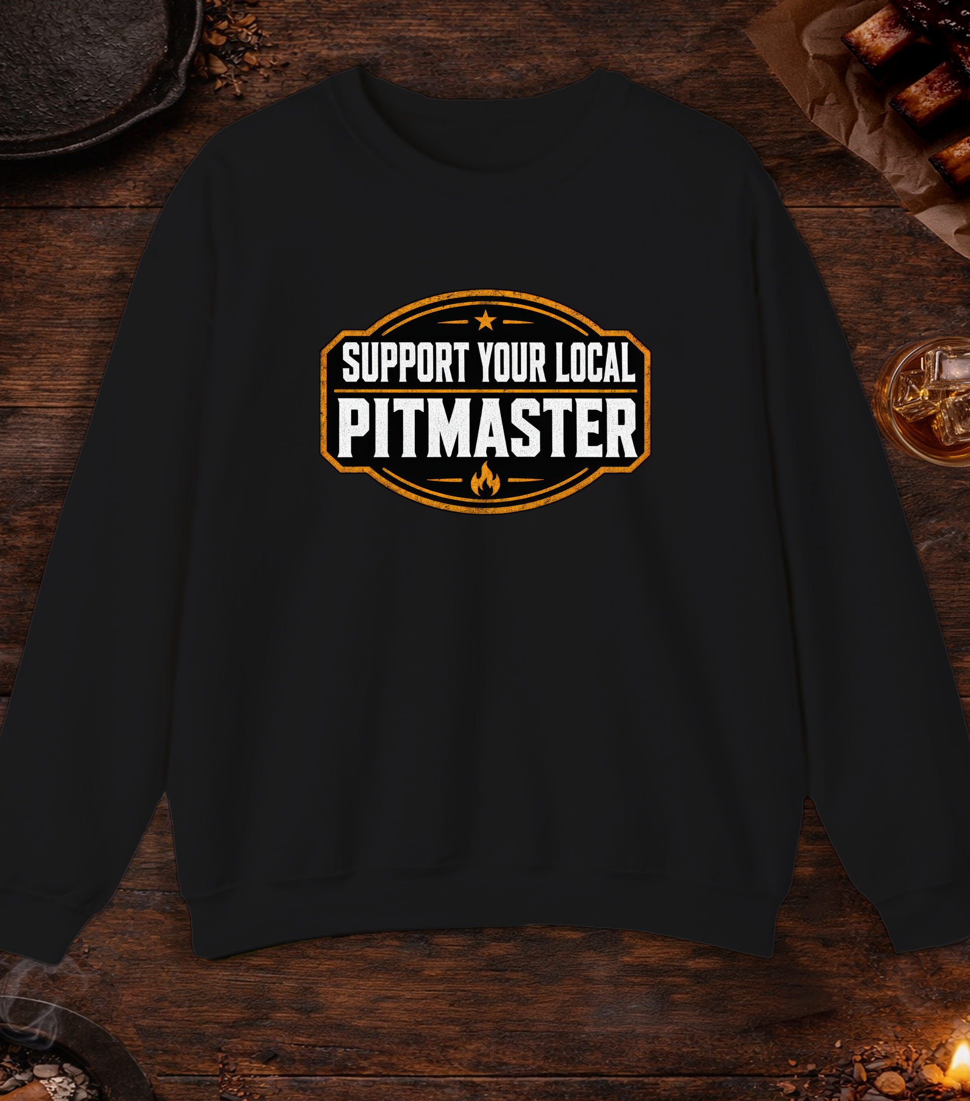 Support Your Pitmaster Crewneck - Black