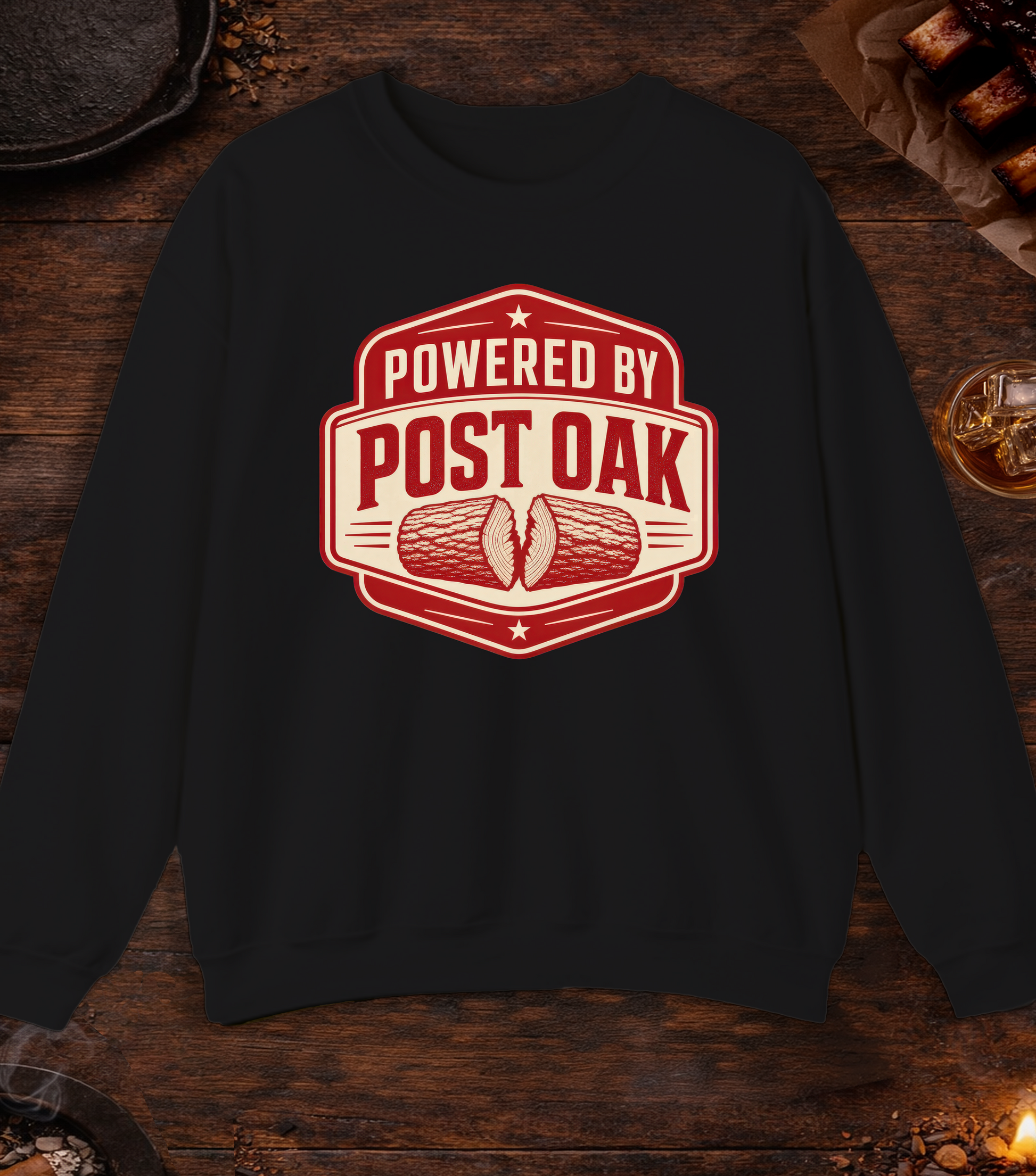 Powered by Post Oak Crewneck - Black